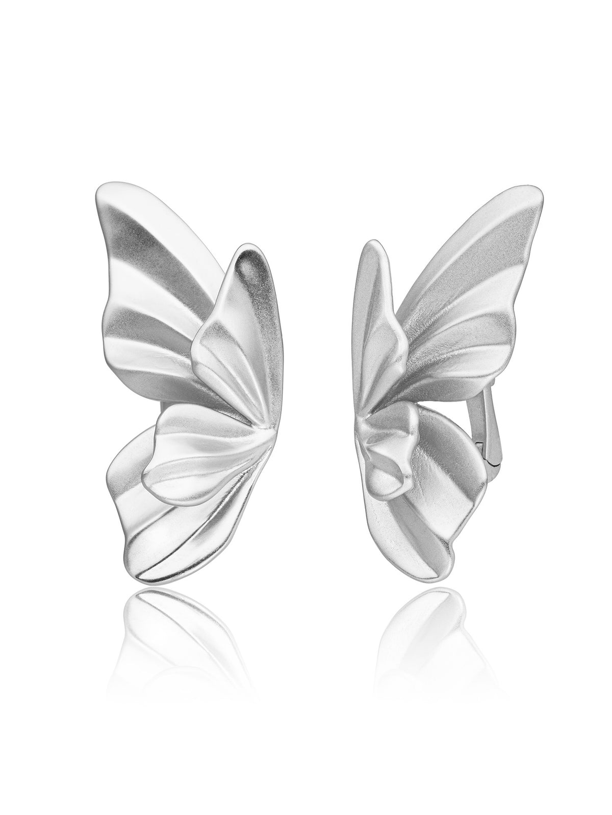 Butterfly Push Back Oorbellen - Rhodium Plated