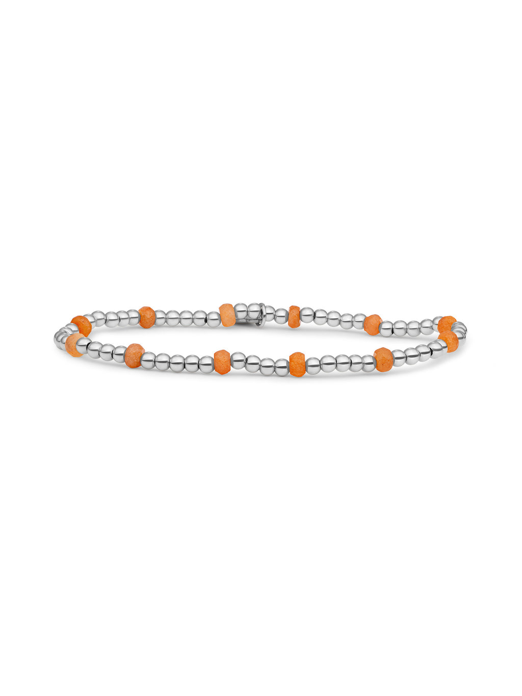 Reverse Roundel Armband Red Aventurine - Rhodium Plated