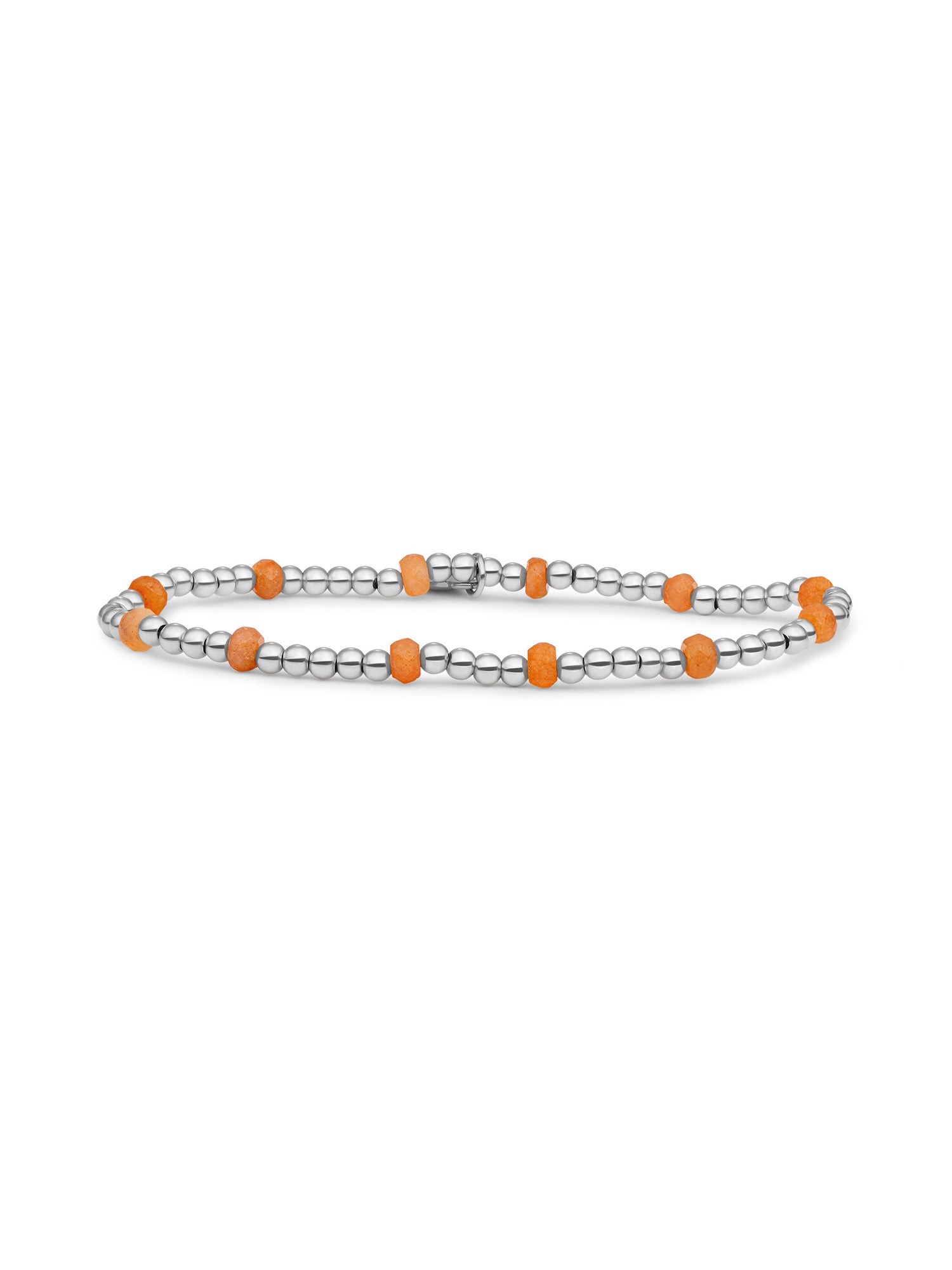 Reverse Roundel Armband Red Aventurine - Rhodium Plated