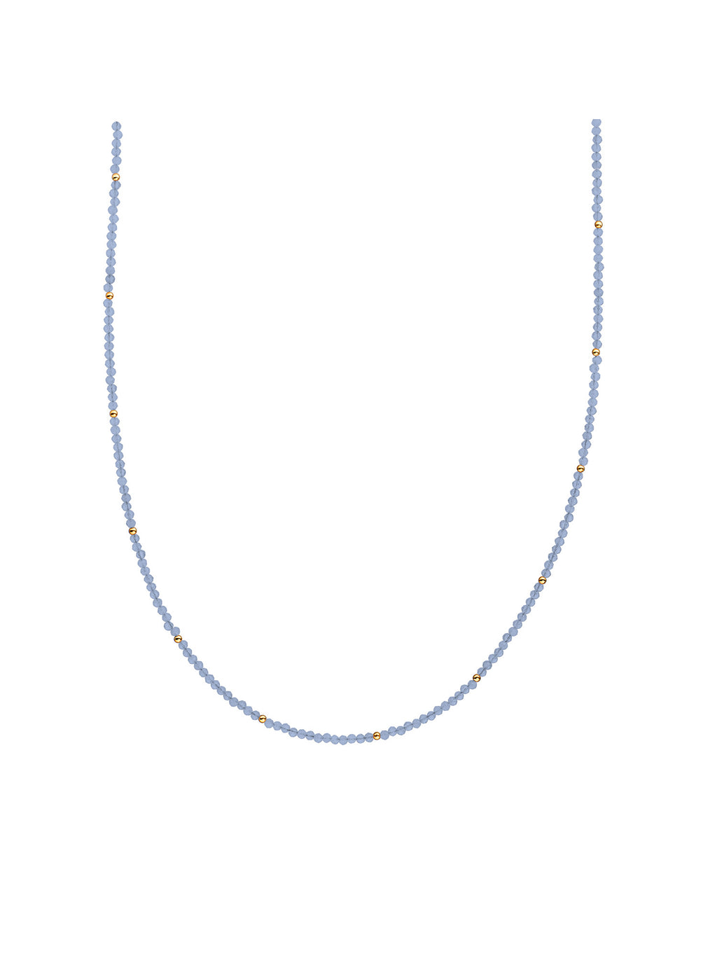 Kralen Ketting 2mm Milky Blue Jade Gold - 42cm +2cm - Gold Plated