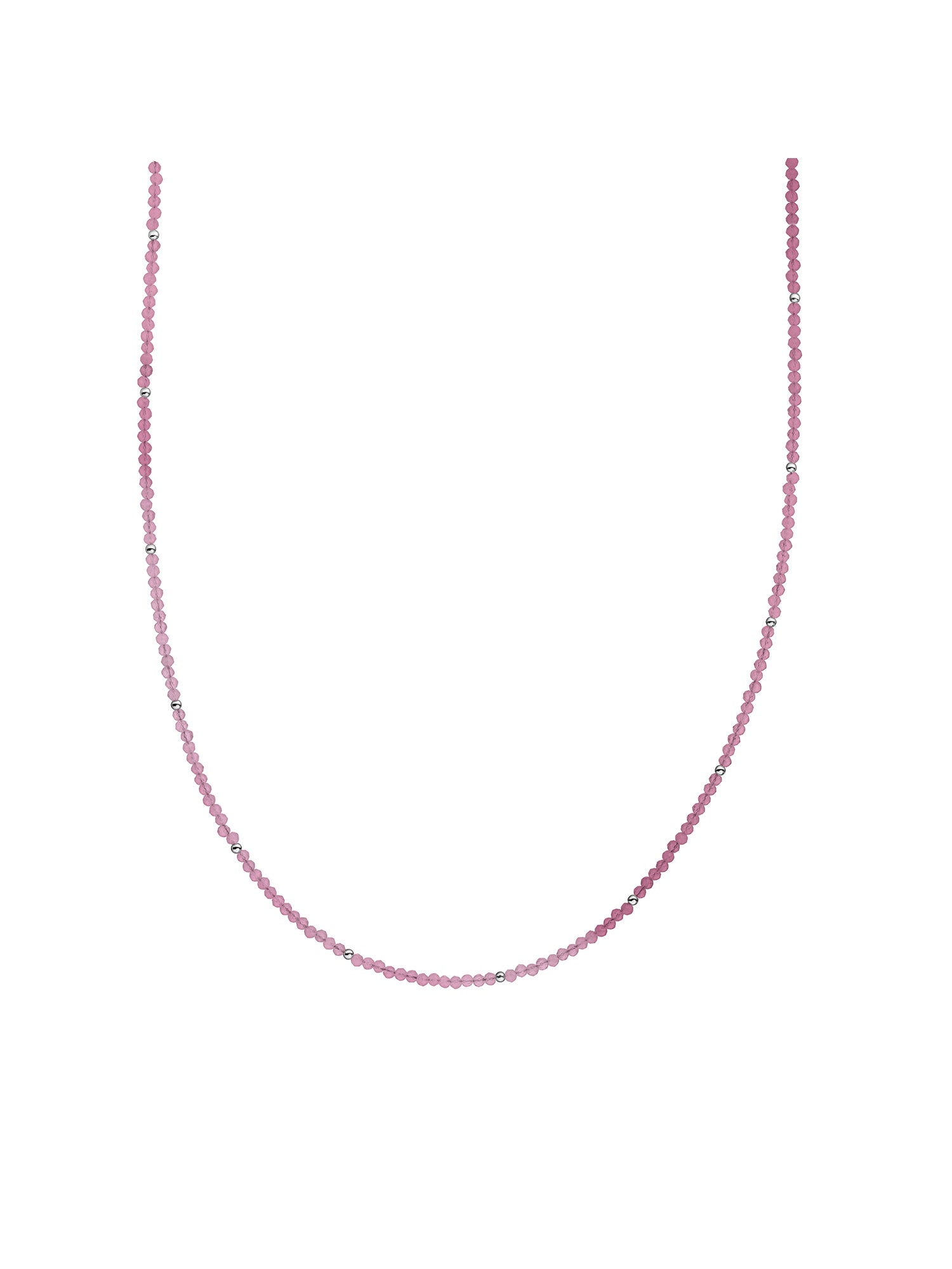 Kralen Ketting 2mm Candy Jade Gold - 42cm +2cm - Rhodium Plated
