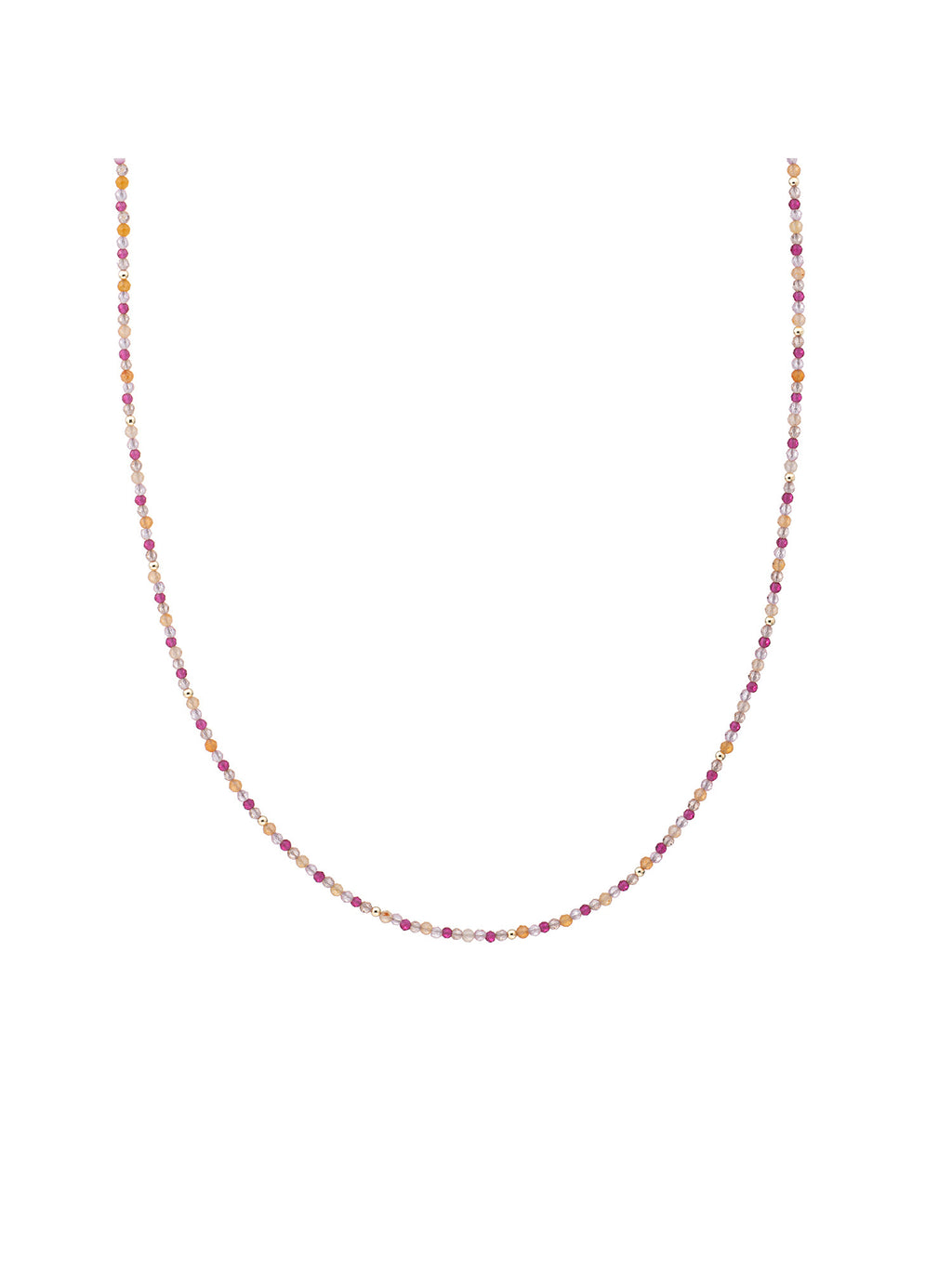 Kralen Ketting 2mm Multi Gem 42cm +2cm - Gold Plated