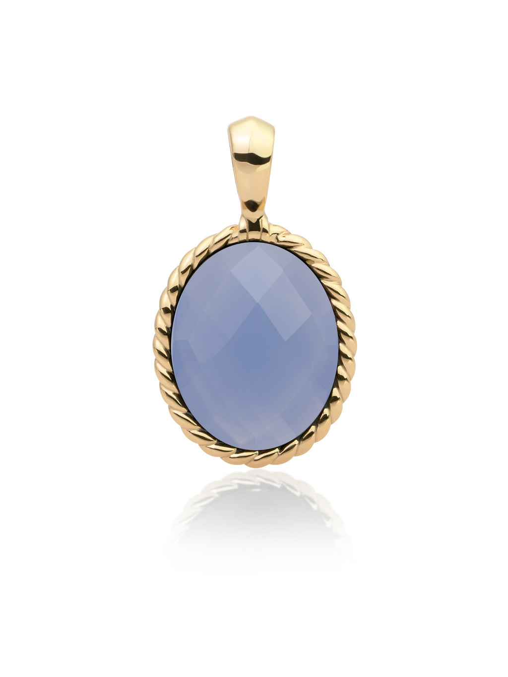 Twist Pendant Milky Blue Jade - Gold Plated