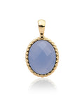 Twist Pendant Milky Blue Jade - Gold Plated