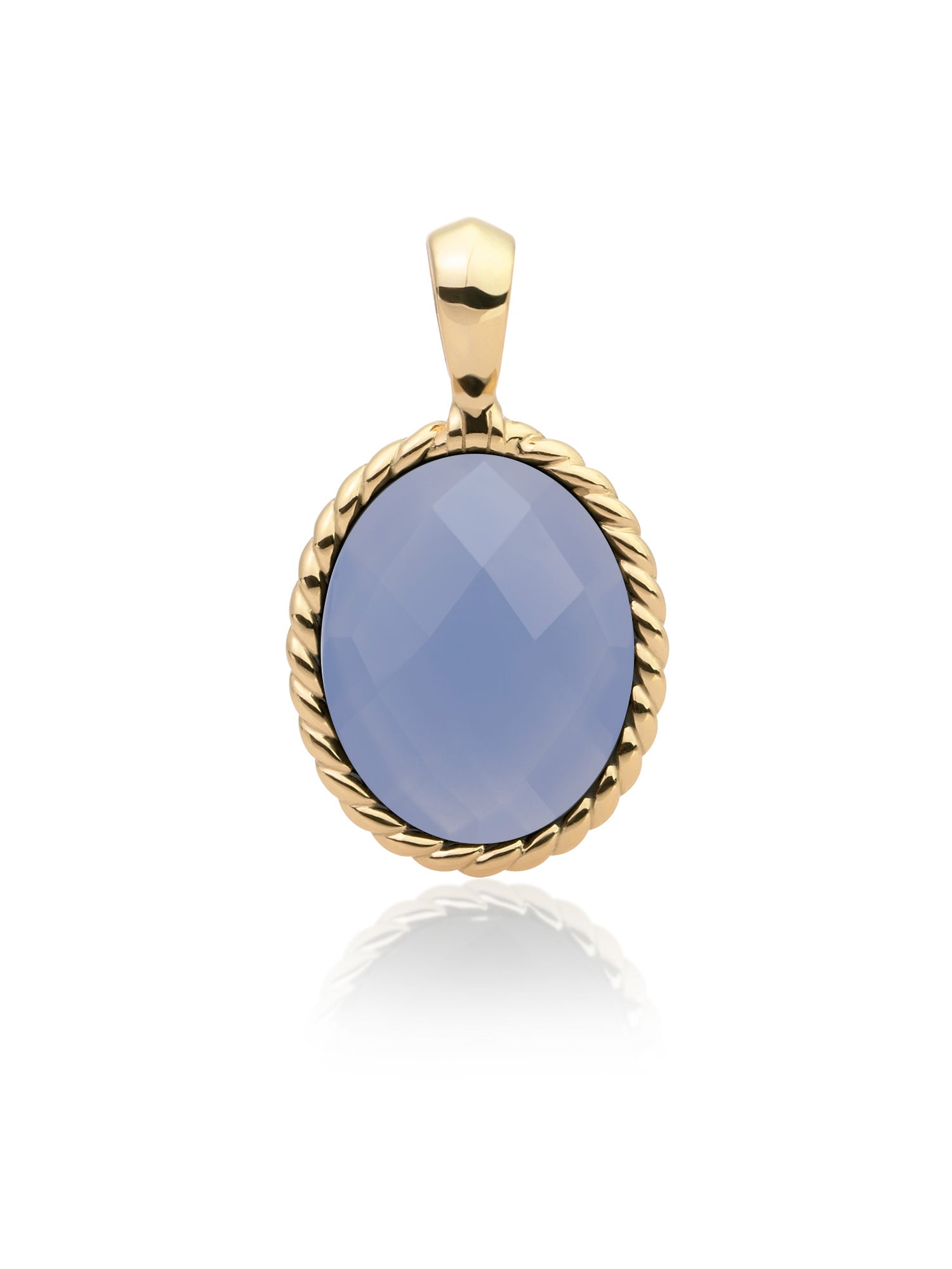 Twist Pendant Milky Blue Jade - Gold Plated