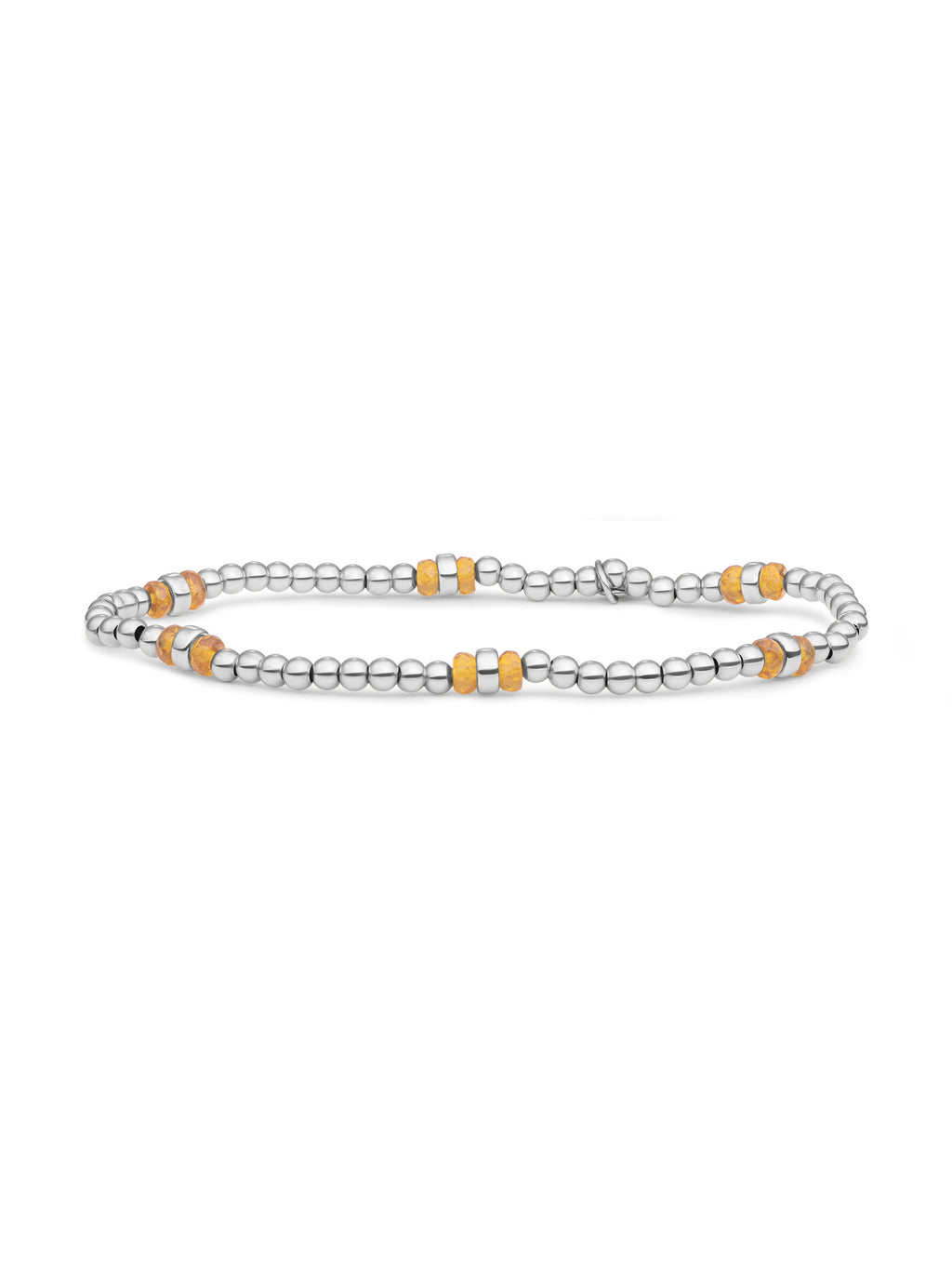 Double Reverse Roundel Armband Light Gold Citrine Quartz - Rhodium Plated