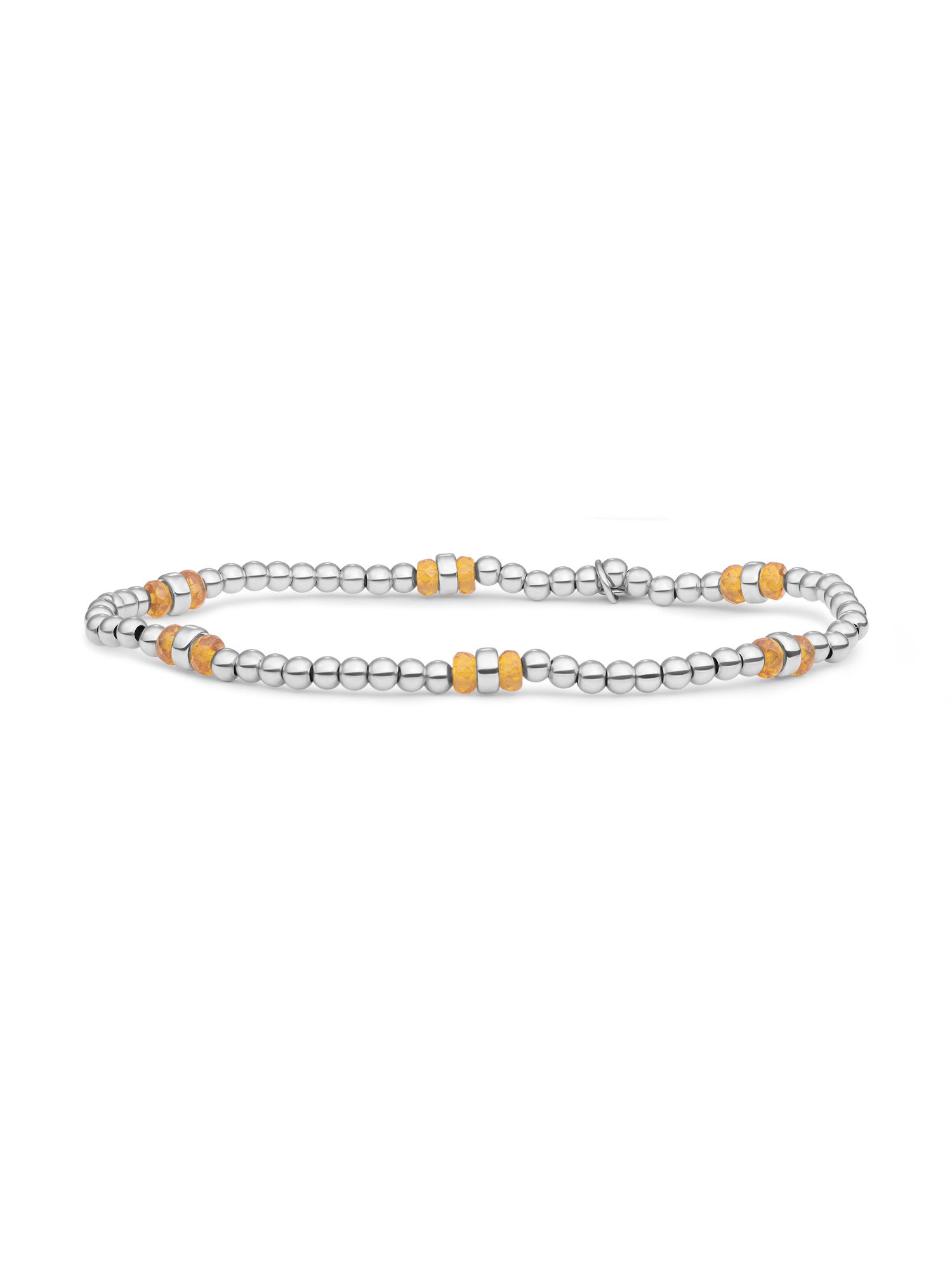 Double Reverse Roundel Armband Light Gold Citrine Quartz - Rhodium Plated