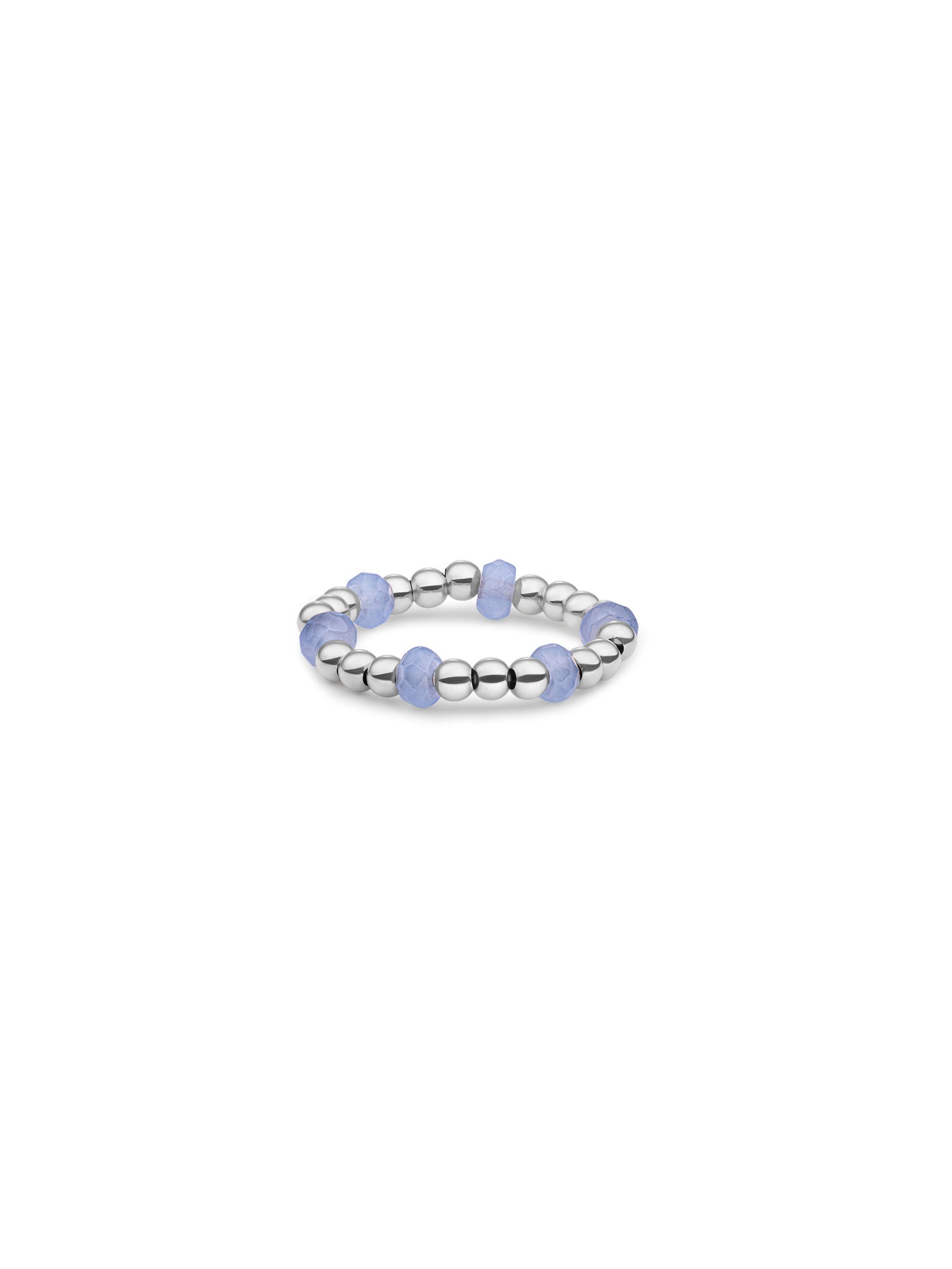 Kralen Ring Facet Roundel Milky Blue Jade - Kralen Ring Facet Roundel Milky Blue Jade
