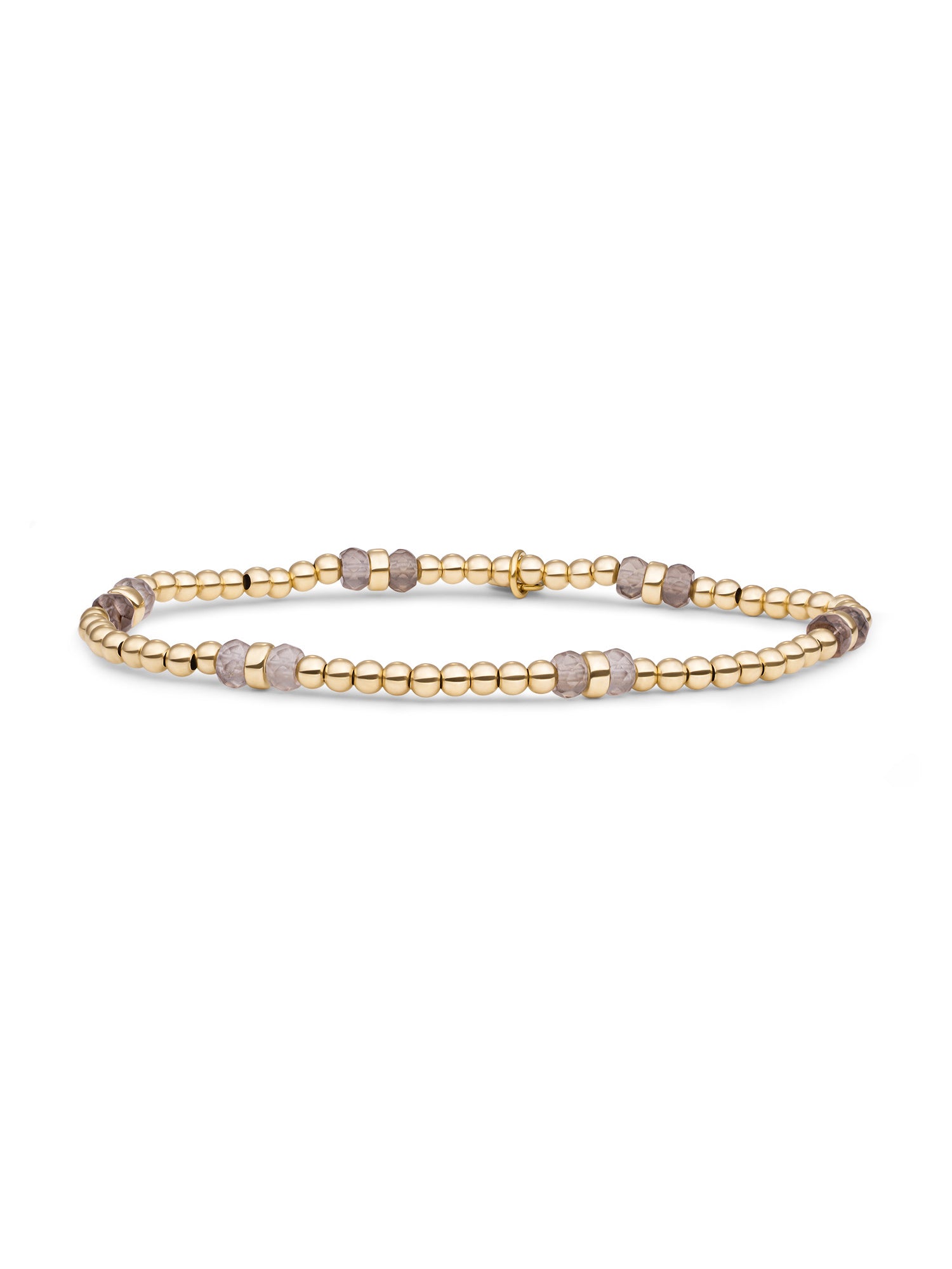 Double Reverse Roundel Armband Smoky Quartz - Gold Plated