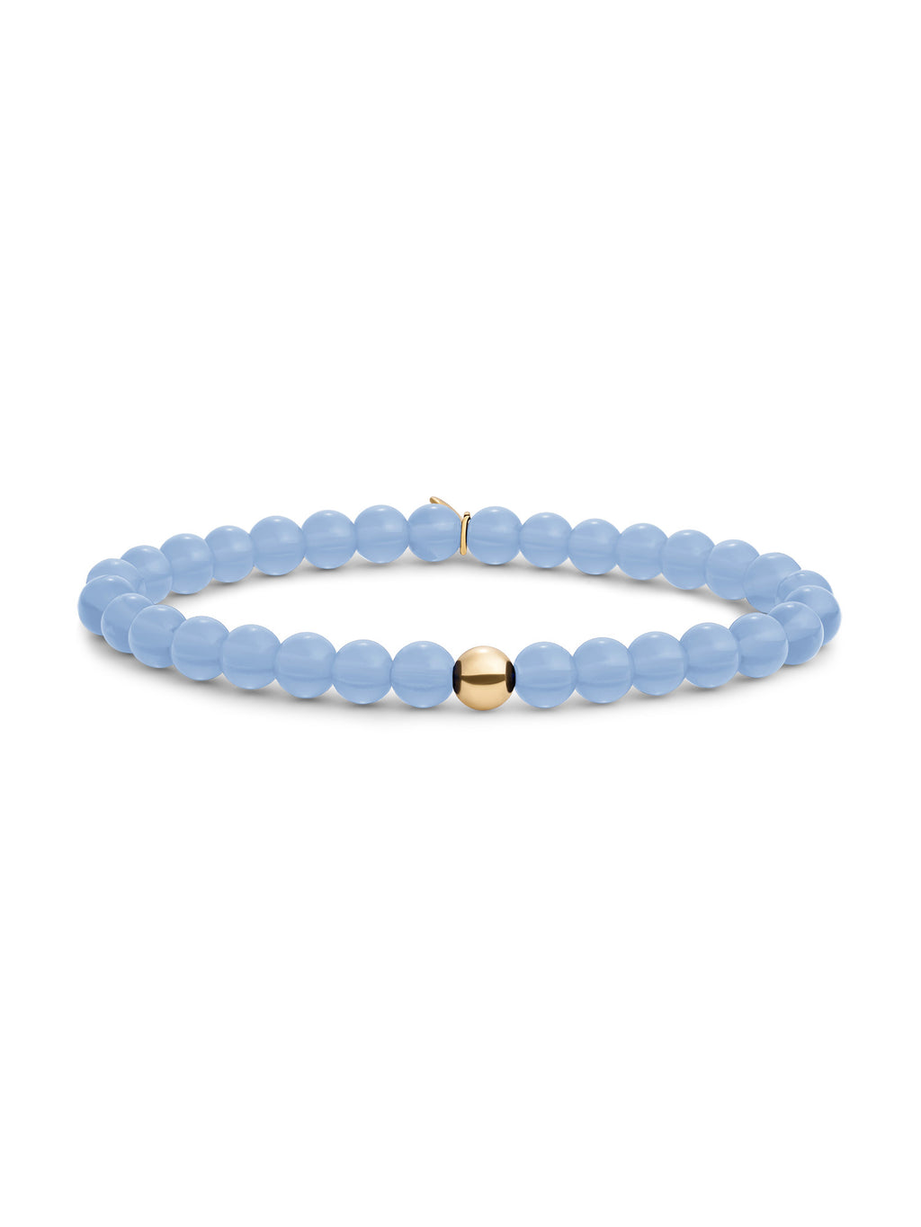 Saturn Armband Large Milky Blue Jade - Gold Plated