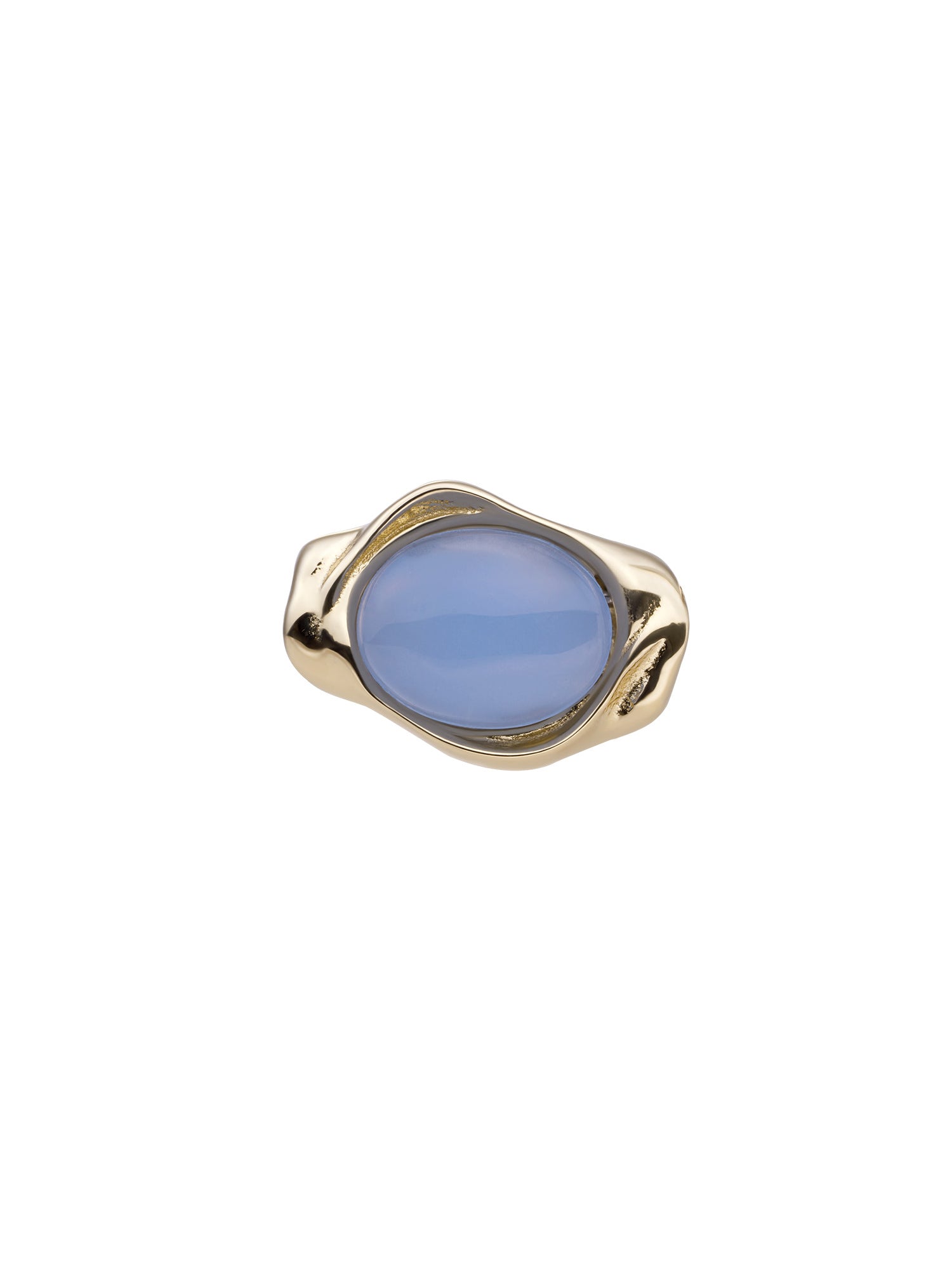 Flow Pendant Milky Blue Jade - Gold Plated