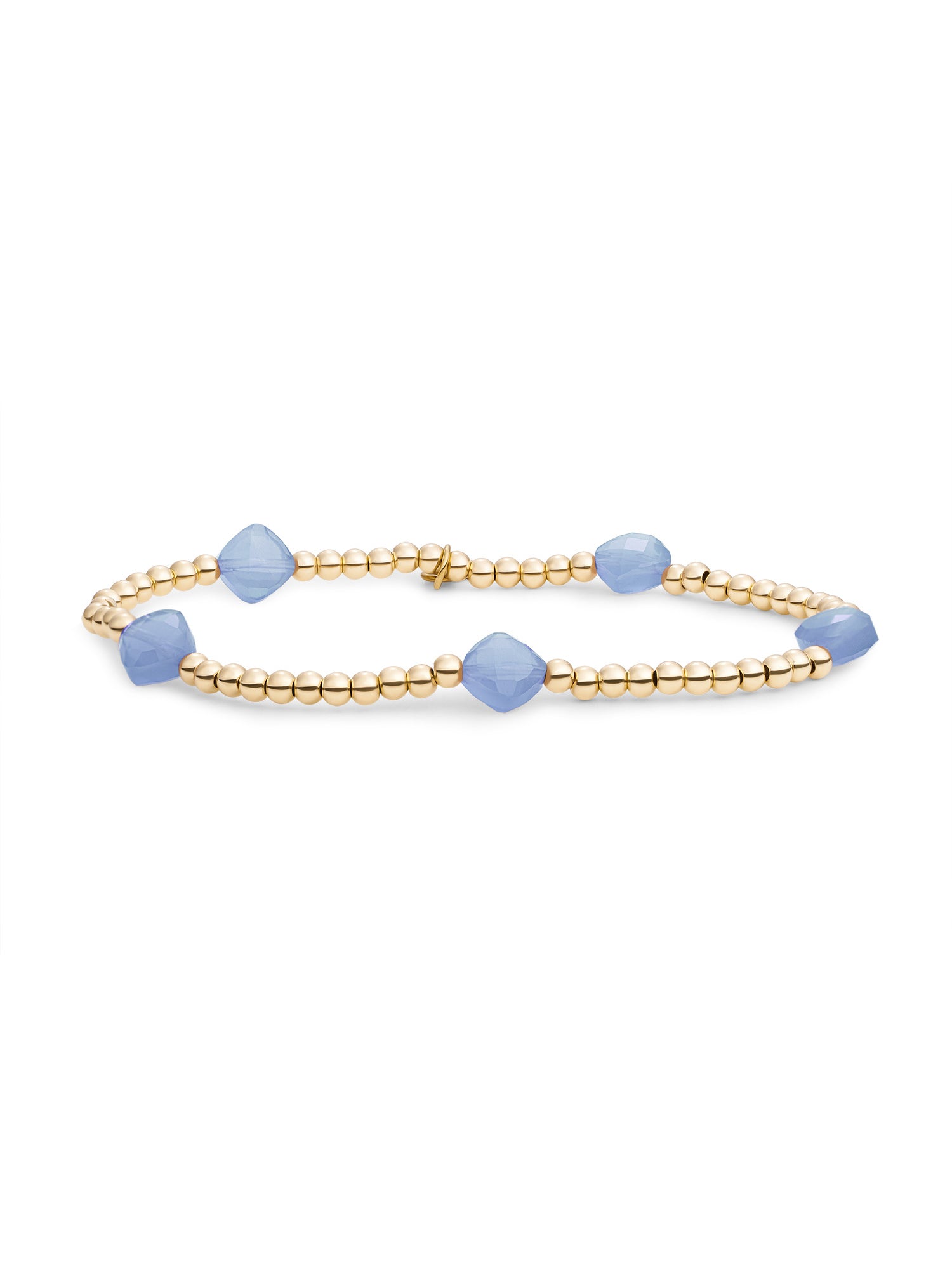 Cushion Cut Armband Milky Blue Jade - Gold Plated