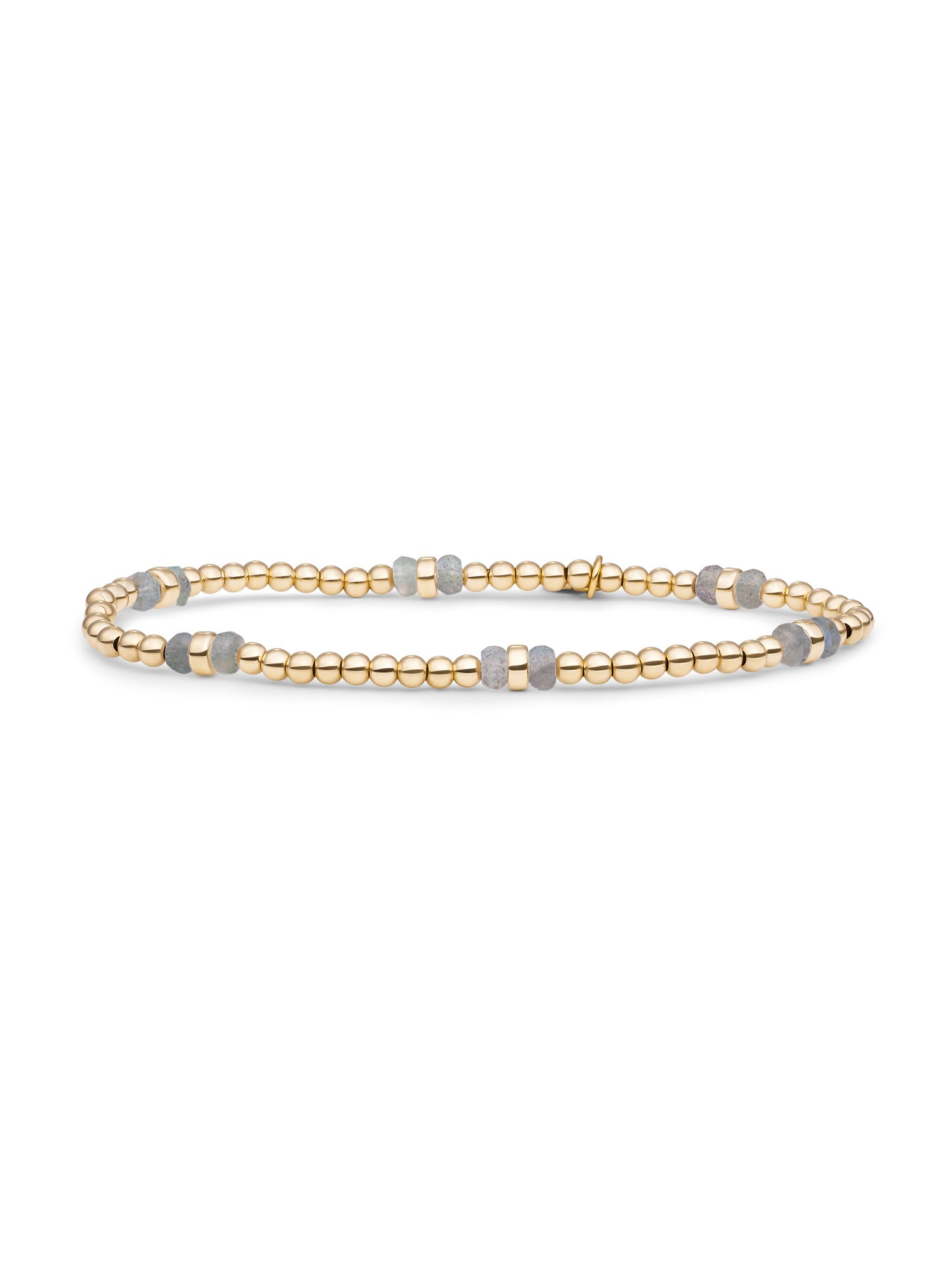 Double Reverse Roundel Armband Labradorite - Gold Plated