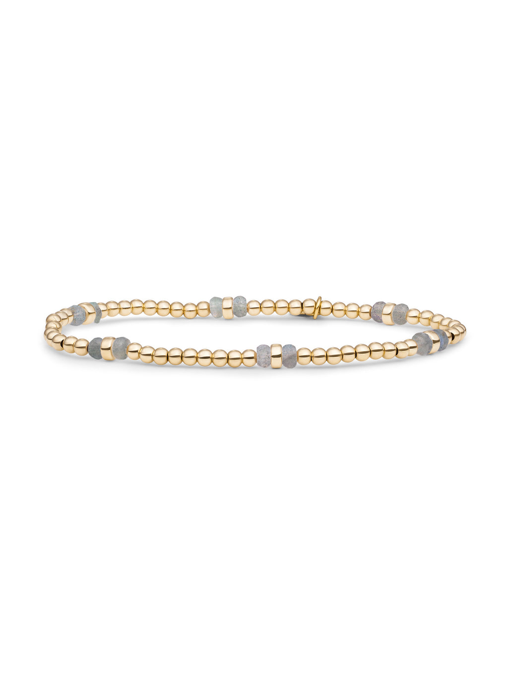 Double Reverse Roundel Armband Labradorite - Gold Plated