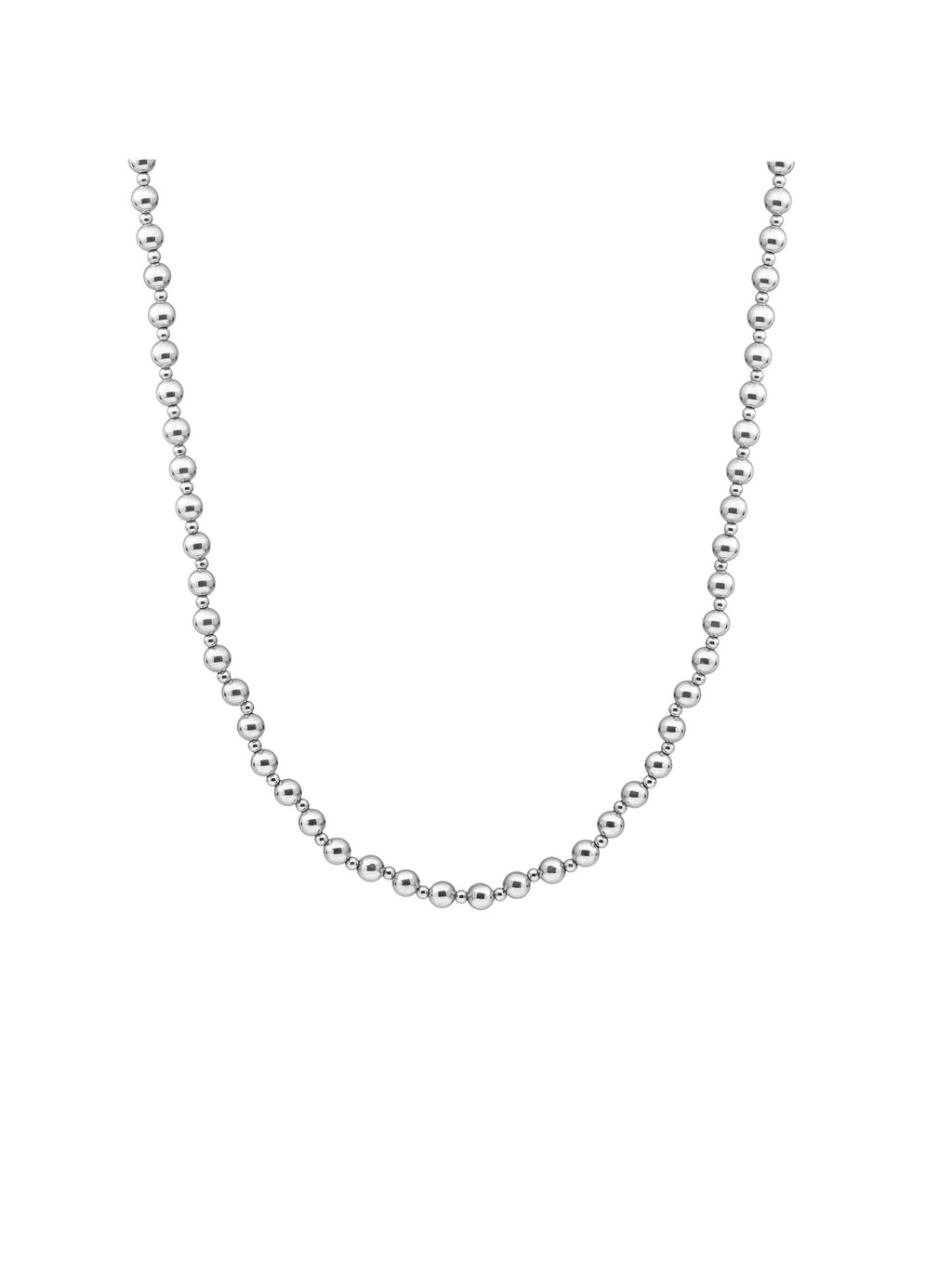 Kralen Ketting 3mm + 6mm - 42cm +2cm - Rhodium Plated