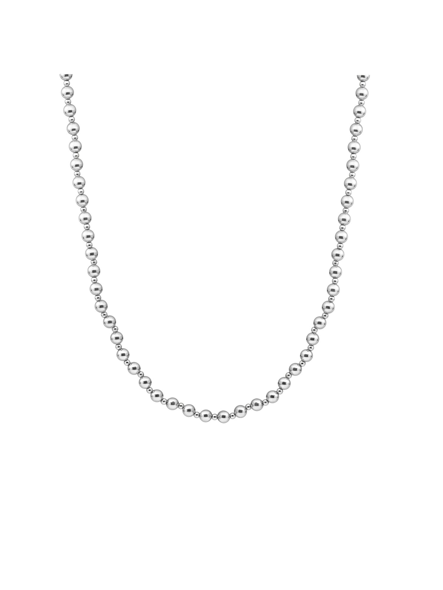 Kralen Ketting 3mm + 6mm - 42cm +2cm - Rhodium Plated