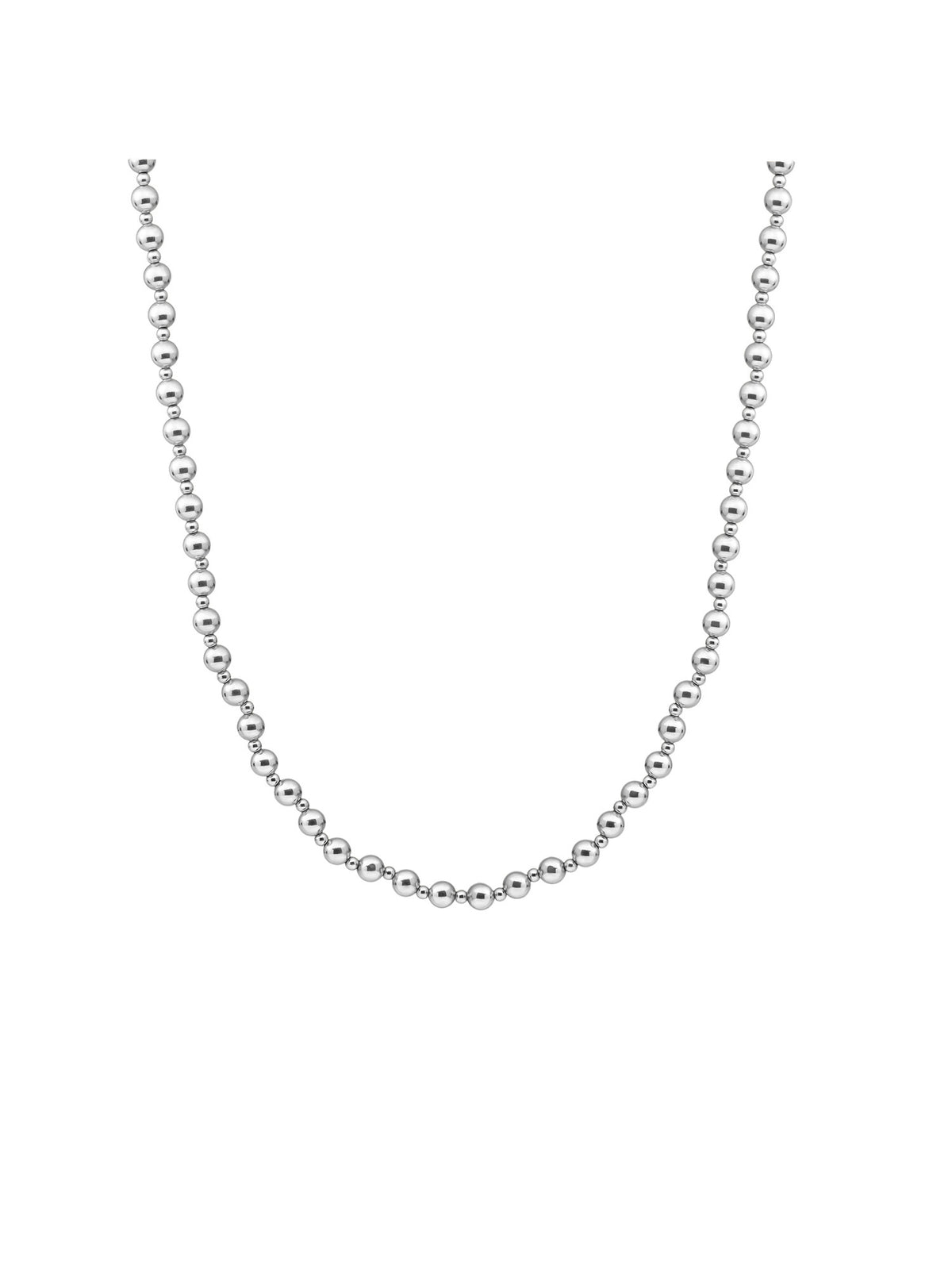 Kralen Ketting 3mm + 6mm - 42cm +2cm - Rhodium Plated