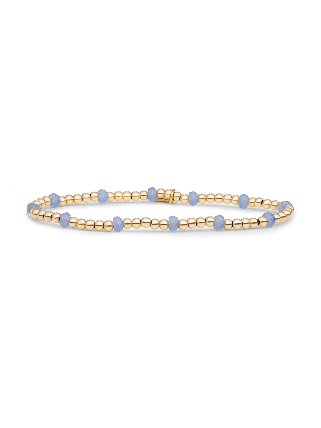Reverse Roundel Armband Milky Blue Jade - Gold Plated