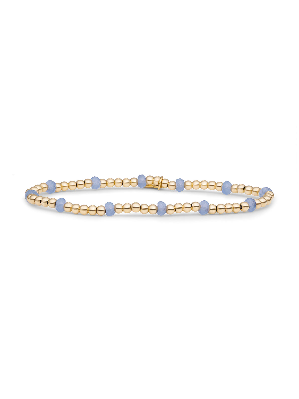 Reverse Roundel Armband Milky Blue Jade - Gold Plated