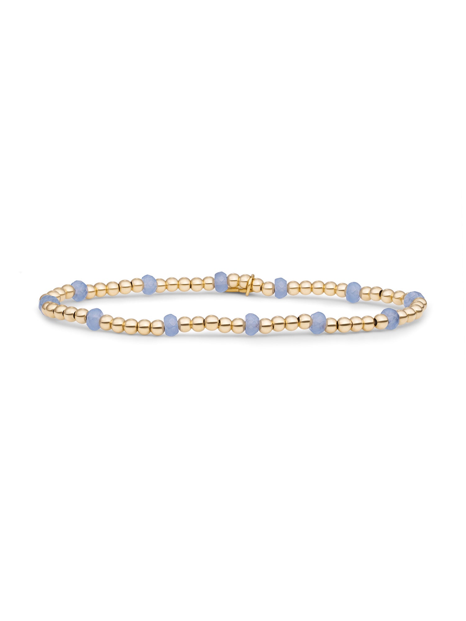 Reverse Roundel Armband Milky Blue Jade - Gold Plated