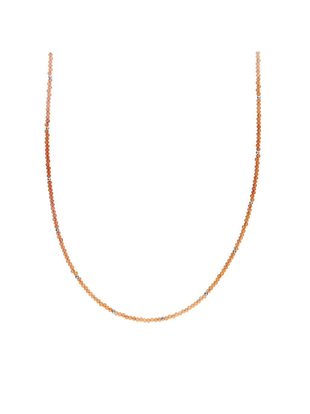Kralen Ketting 2mm Red Aventurine 42cm +2cm - Rhodium Plated