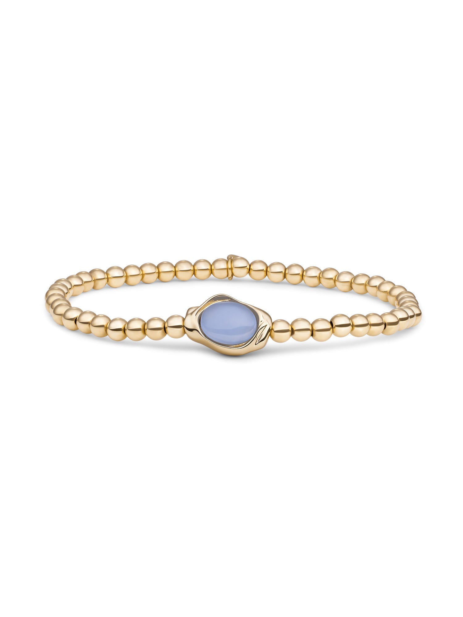 Flow Armband Milky Blue Jade - Gold Plated