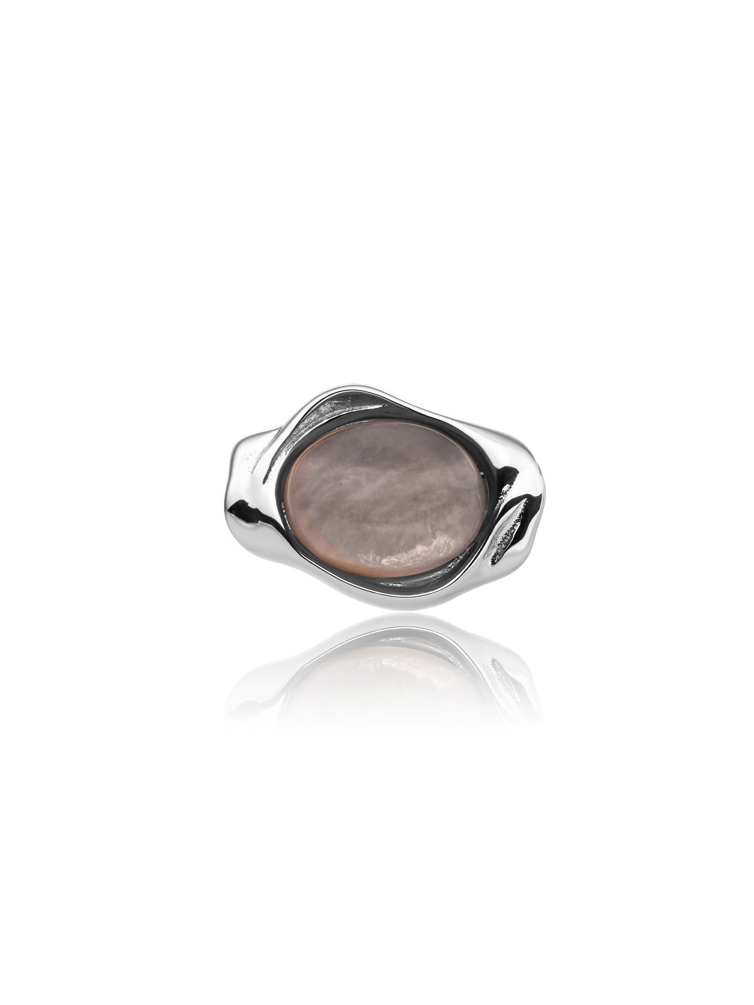 Flow Pendant Smoky Quartz - Rhodium Plated