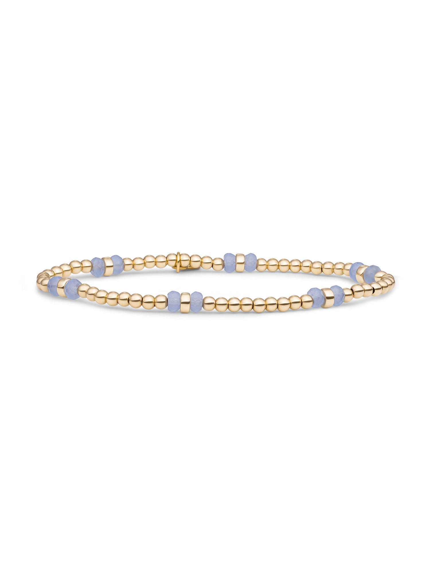 Double Reverse Roundel Armband Milky Blue Jade - Gold Plated