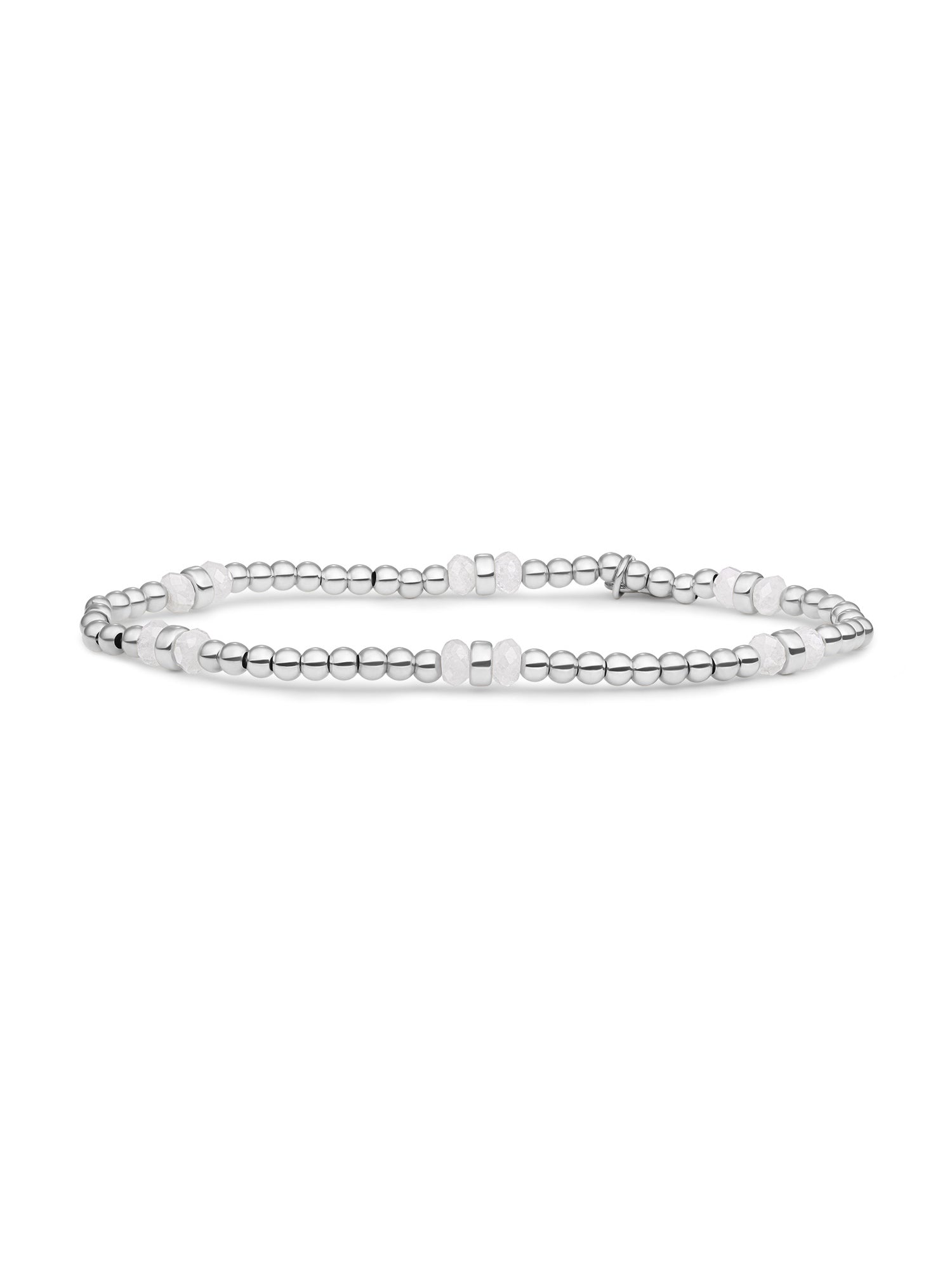 Double Reverse Roundel Armband Moonstone - Rhodium Plated