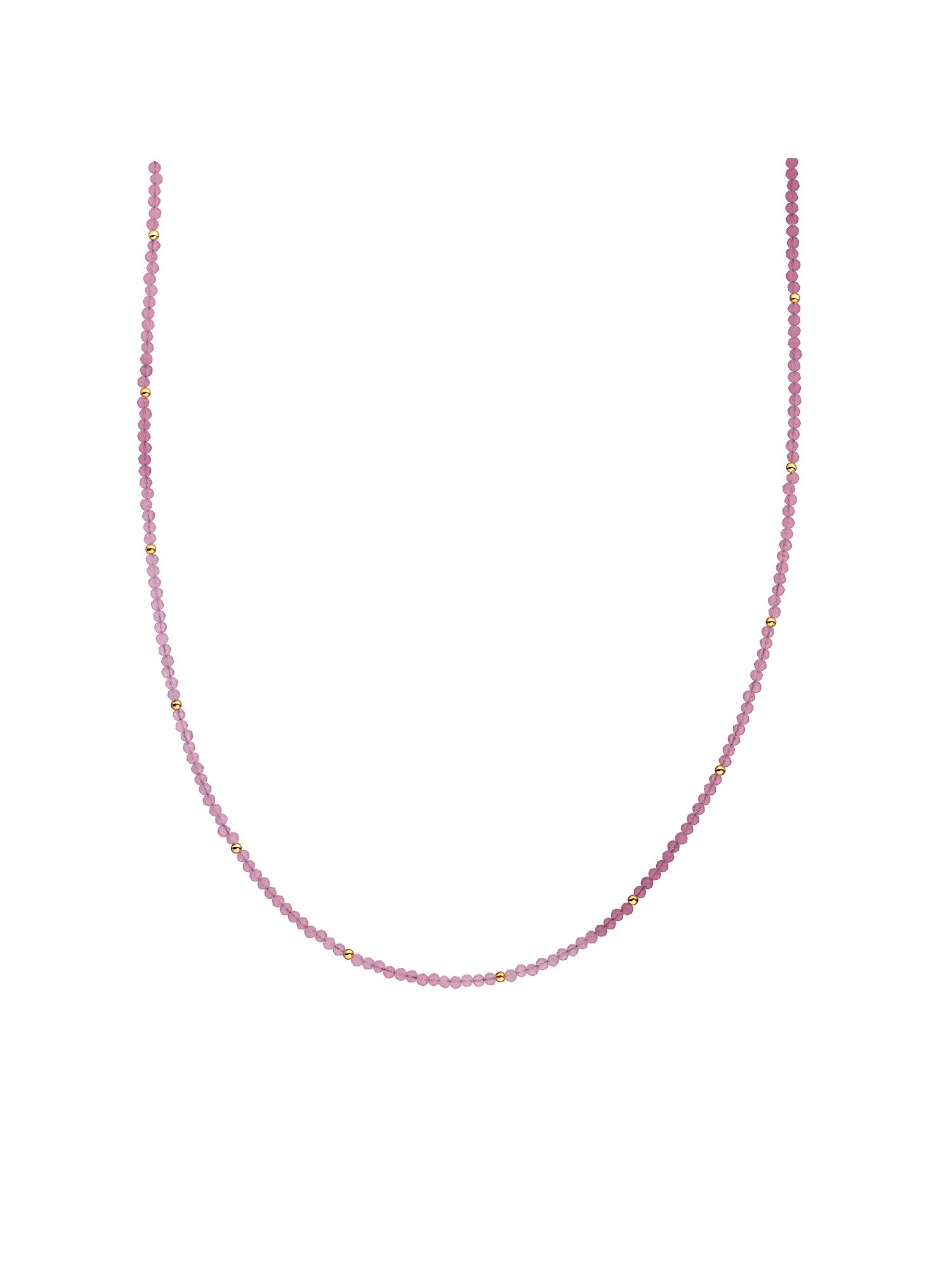 Kralen Ketting 2mm Candy Jade Gold - 42cm +2cm - Gold Plated