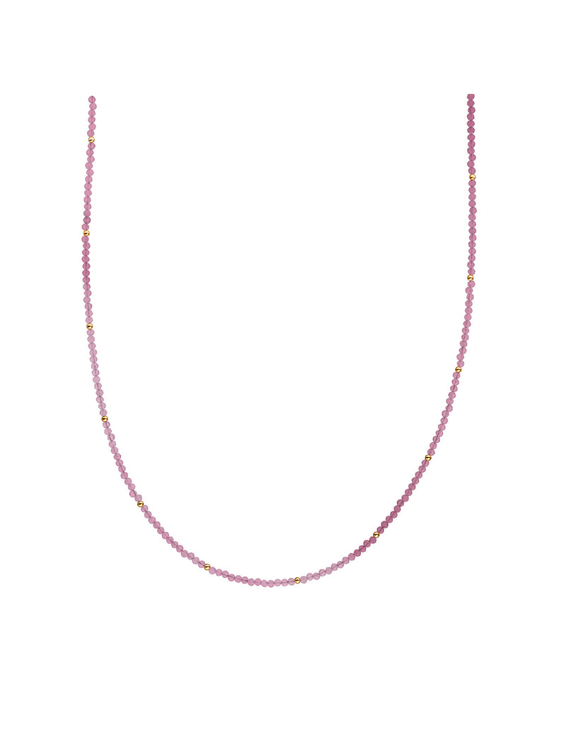 Kralen Ketting 2mm Candy Jade Gold - 42cm +2cm - Gold Plated
