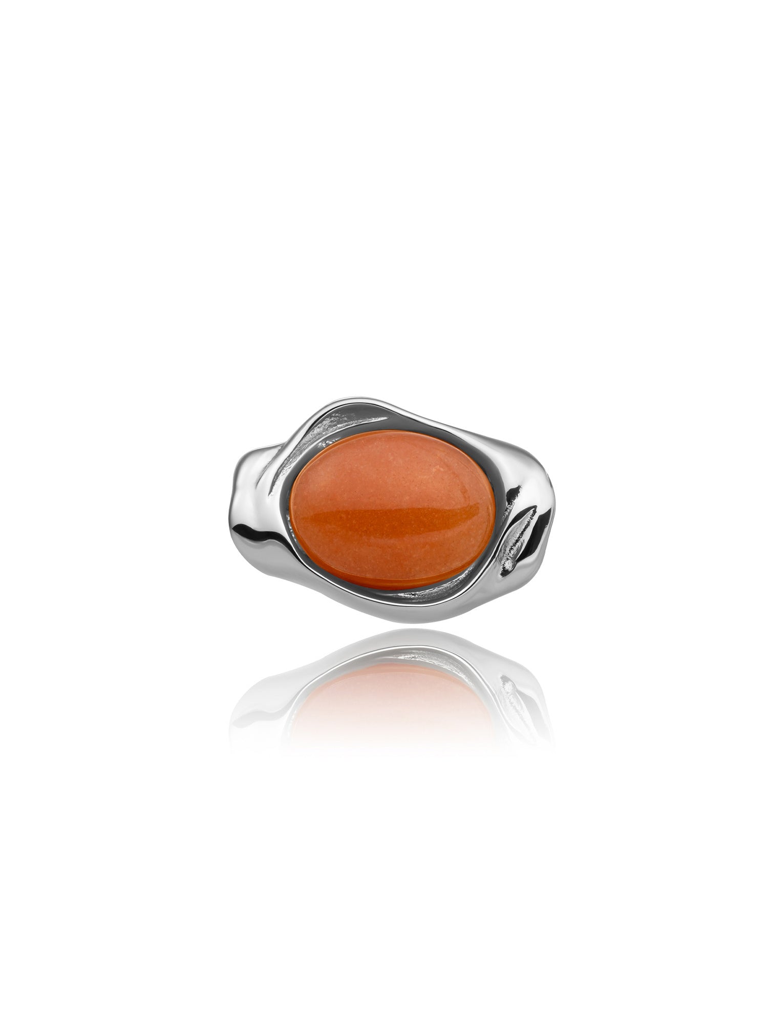 Flow Pendant Red Aventurine - Rhodium Plated