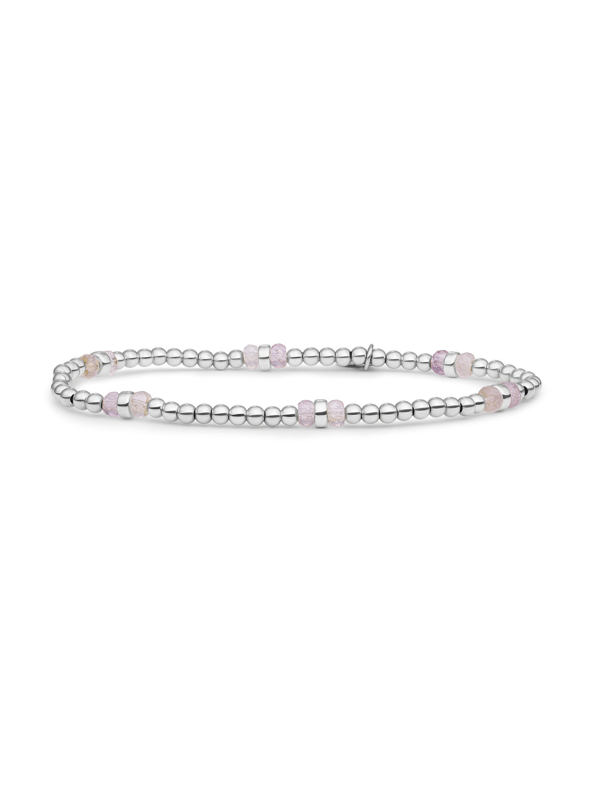 Double Reverse Roundel Armband Amethyst - Rhodium Plated
