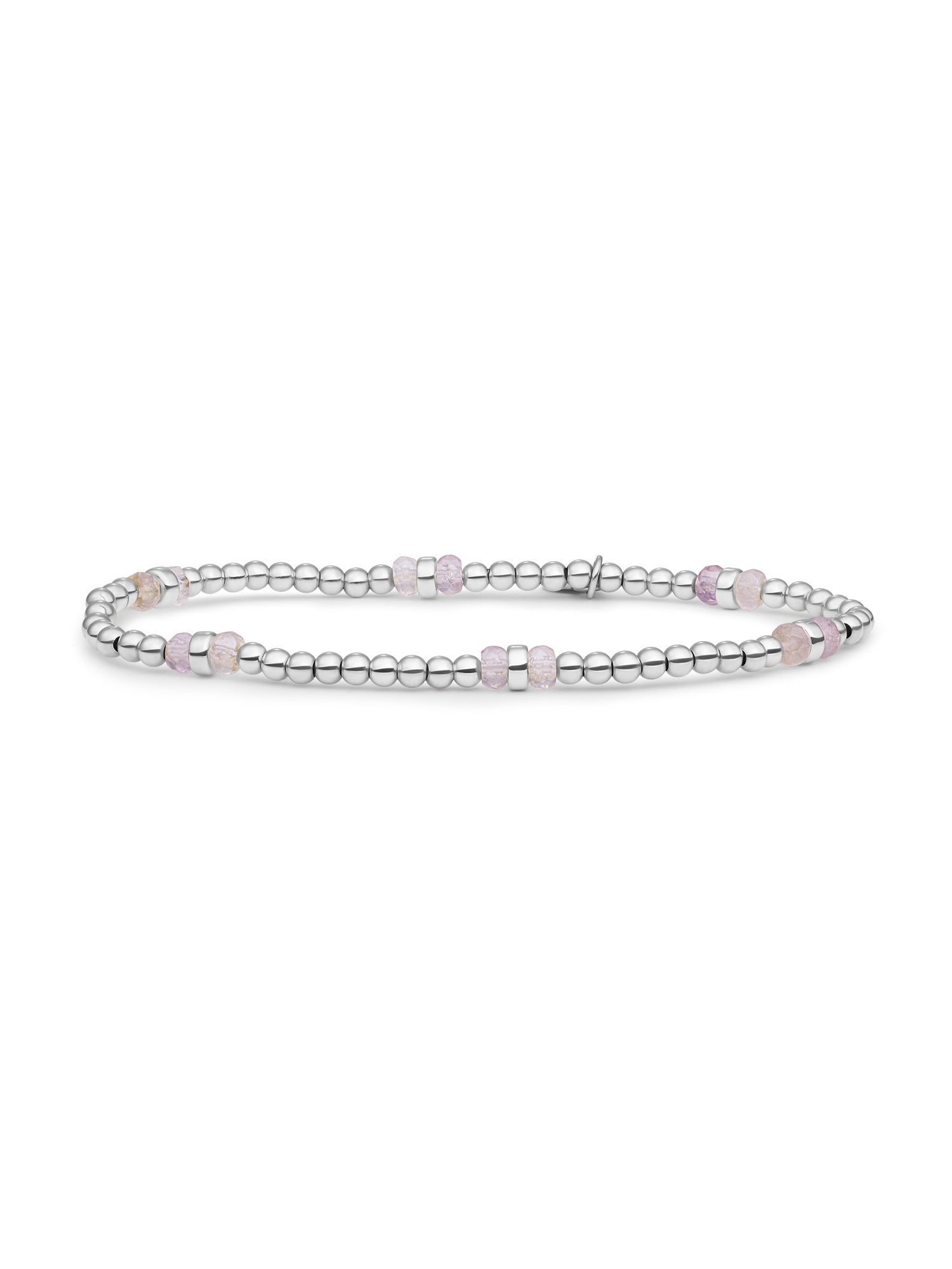 Double Reverse Roundel Armband Amethyst - Rhodium Plated