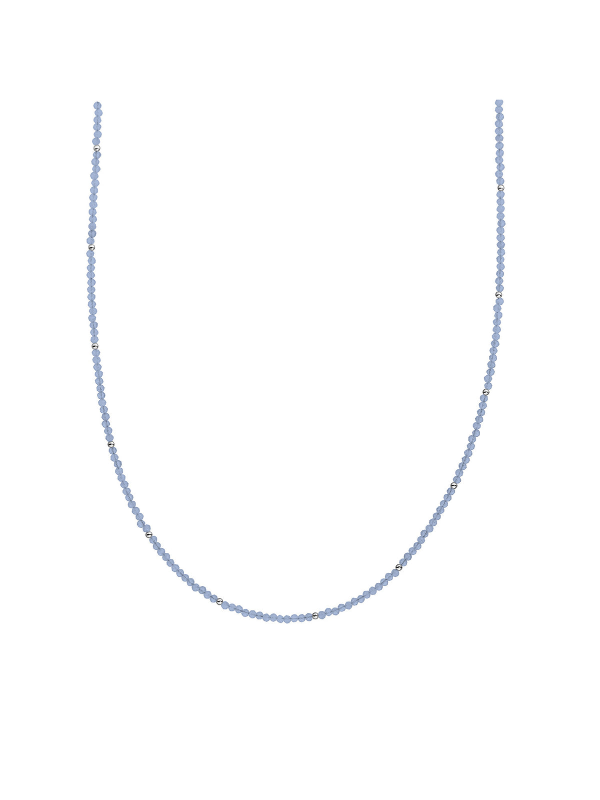 Kralen Ketting 2mm Milky Blue Jade Gold - 42cm +2cm - Rhodium Plated