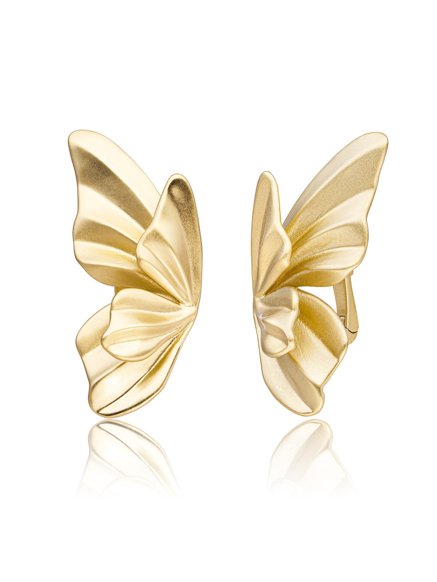 Butterfly Push Back Oorbellen - Gold Plated