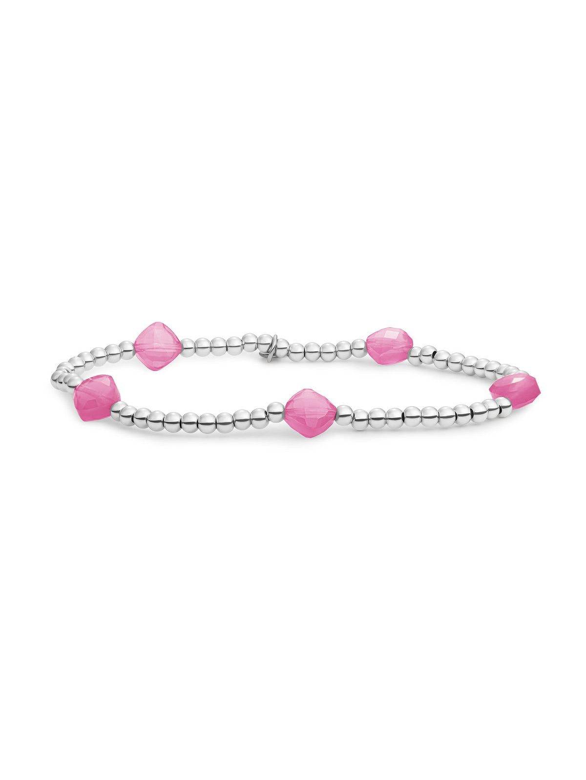 Cushion Cut Armband Candy Jade - Rhodium Plated