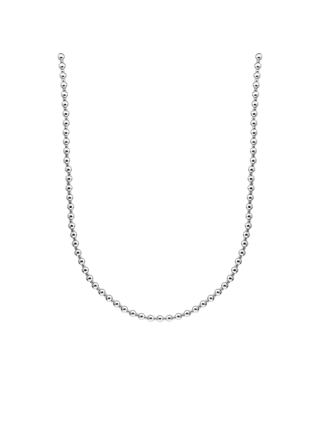 Kralen Ketting 2mm + 4mm - 42cm +2cm - Rhodium Plated