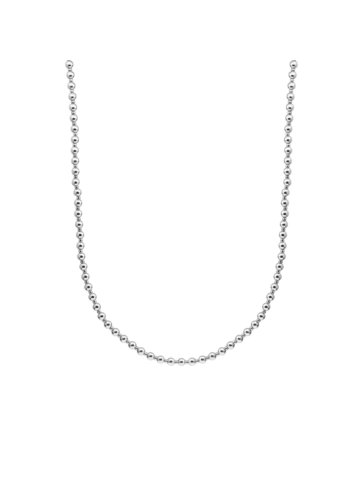 Kralen Ketting 2mm + 4mm - 42cm +2cm - Rhodium Plated