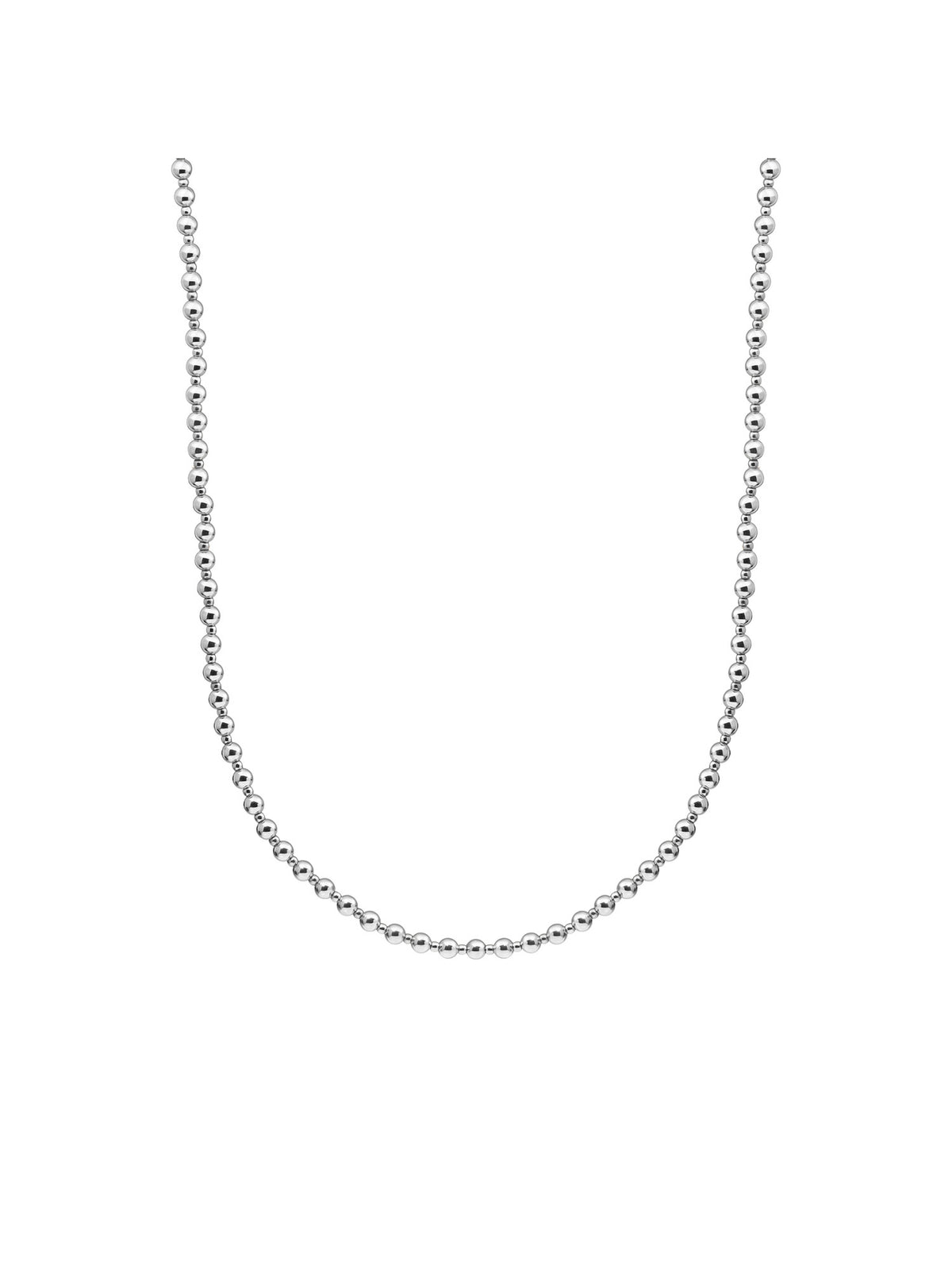 Kralen Ketting 2mm + 4mm - 42cm +2cm - Rhodium Plated