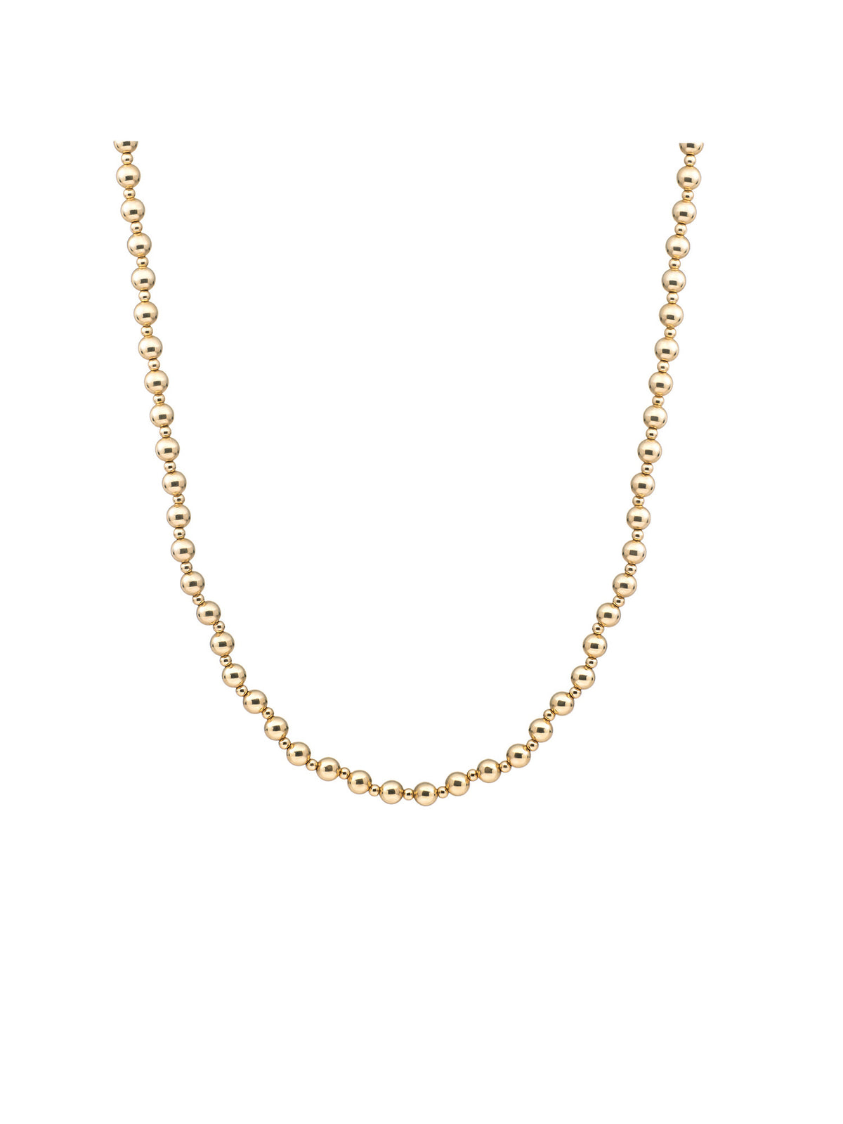 Kralen Ketting 3mm + 6mm - 42cm +2cm - Gold Plated