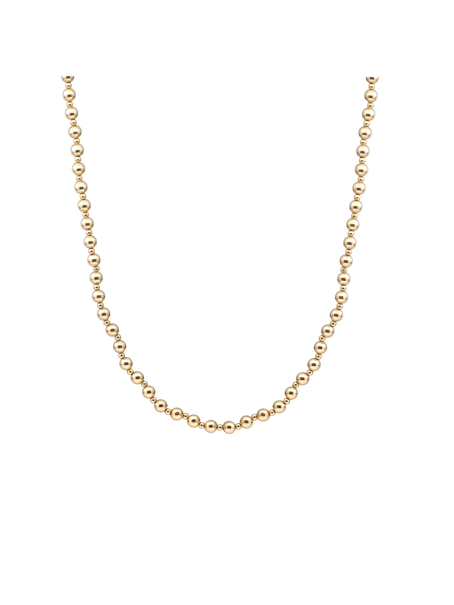 Kralen Ketting 3mm + 6mm - 42cm +2cm - Gold Plated
