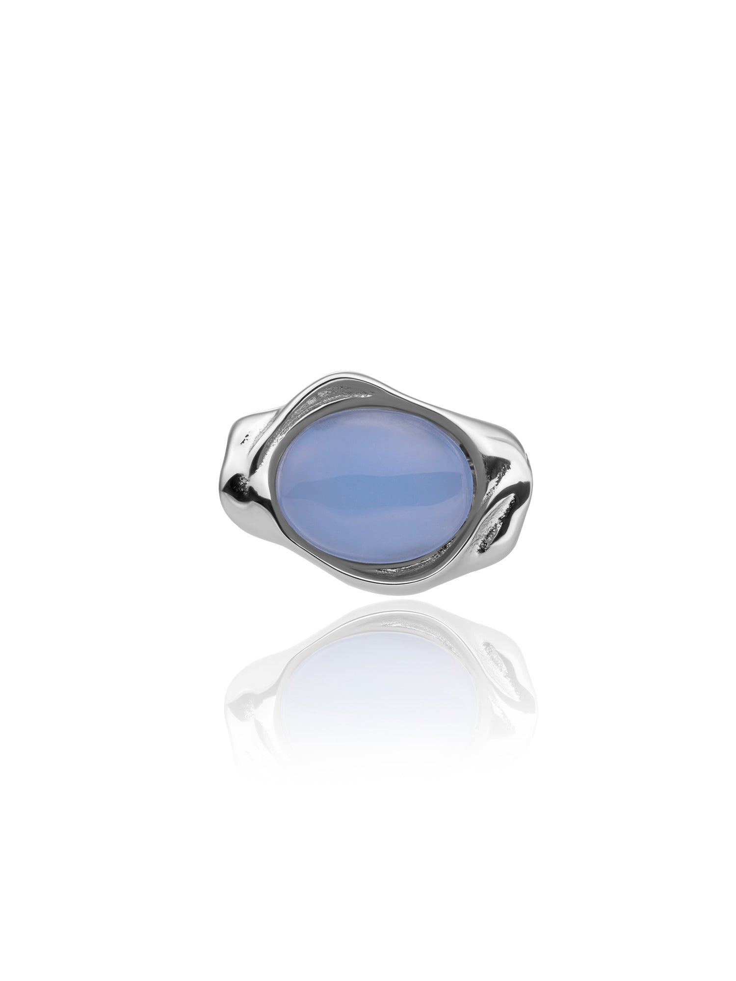 Flow Pendant Milky Blue Jade - Rhodium Plated