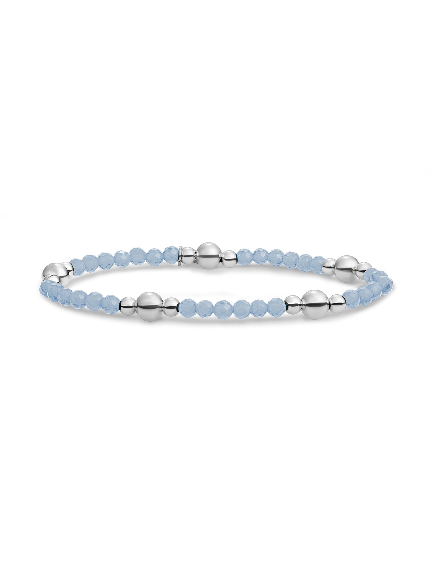 Bold Mix Armband Milky Blue Jade - Rhodium Plated