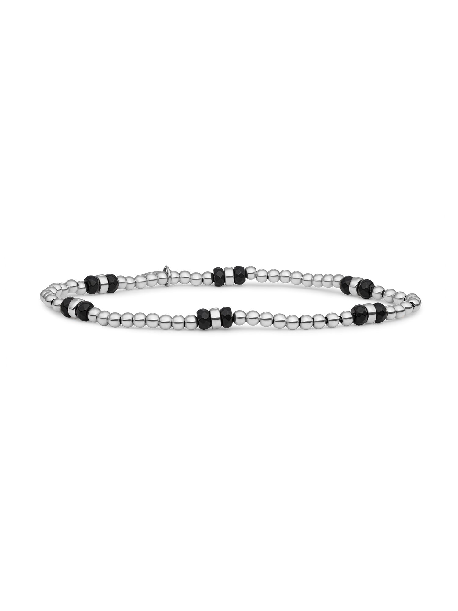 Double Reverse Roundel Armband Onyx - Rhodium Plated