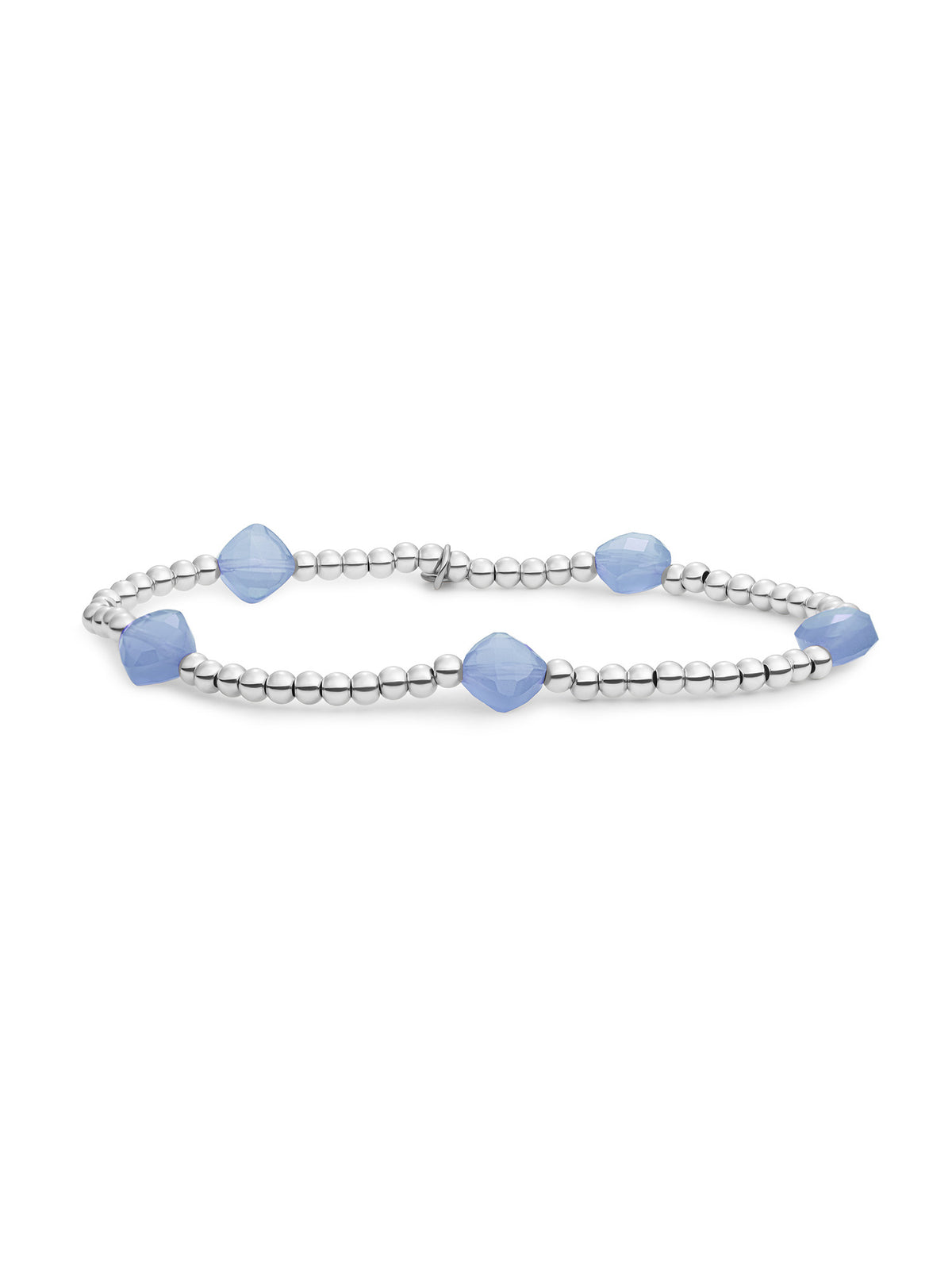 Cushion Cut Armband Milky Blue Jade - Rhodium Plated
