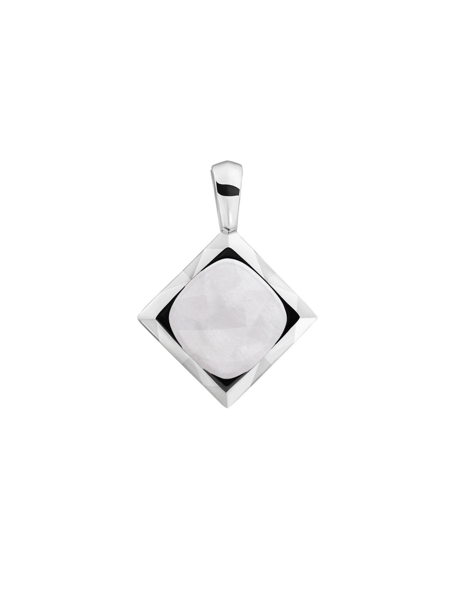 Cushion Cut Pendant Moonstone - Rhodium Plated