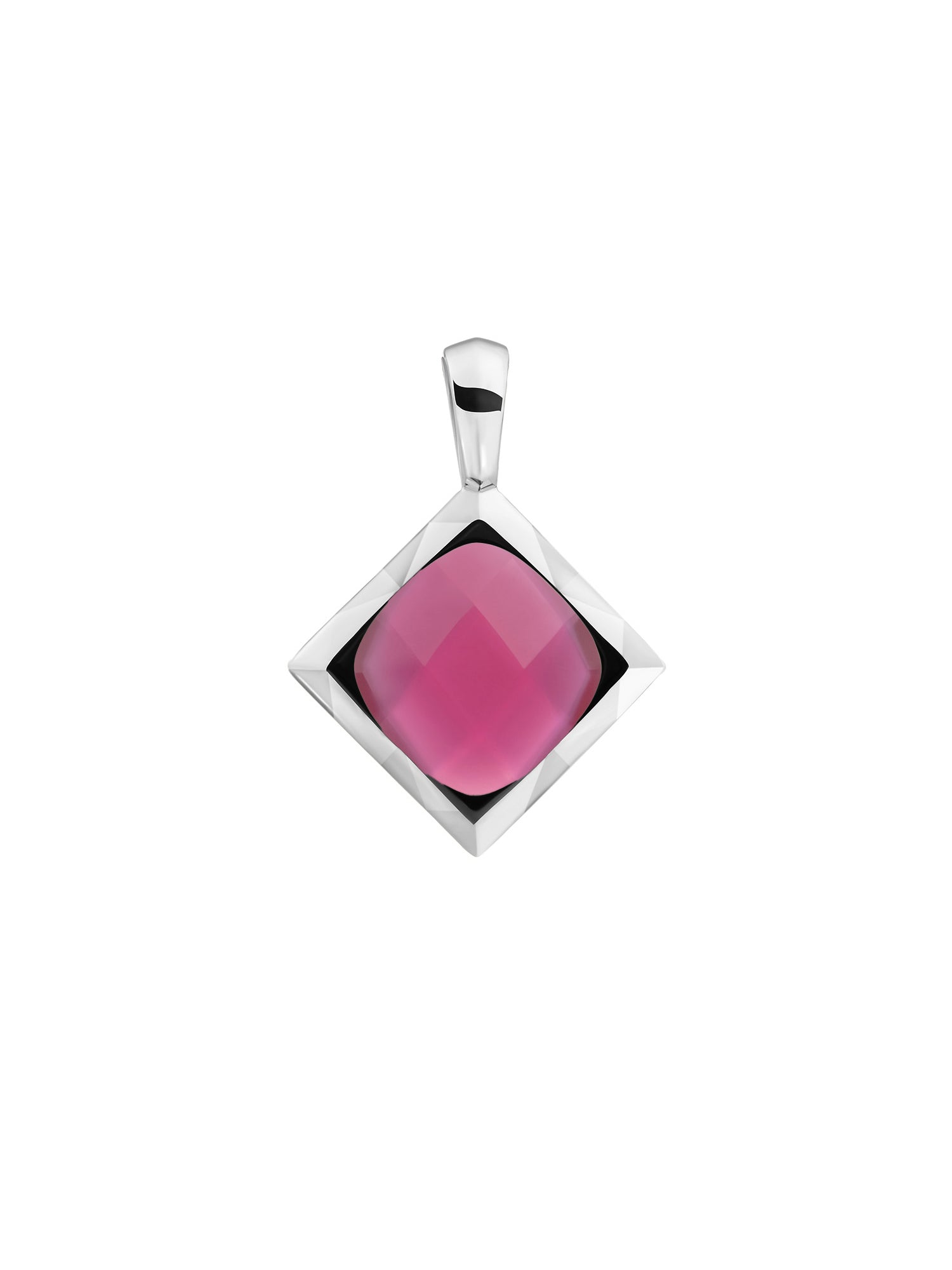 Cushion Cut Pendant Candy Jade - Rhodium Plated
