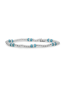 Double Reverse Roundel Armband Turquoise Quartz - Rhodium Plated