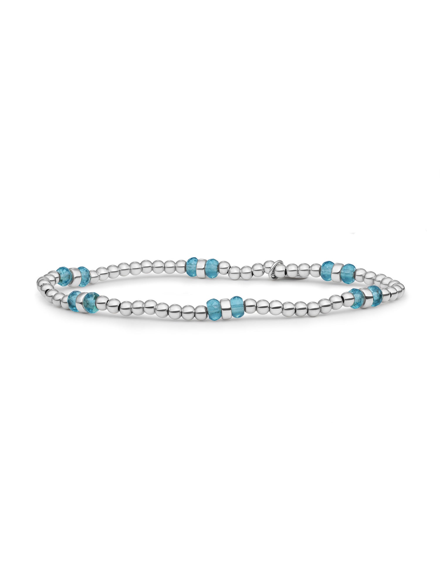 Double Reverse Roundel Armband Turquoise Quartz - Rhodium Plated